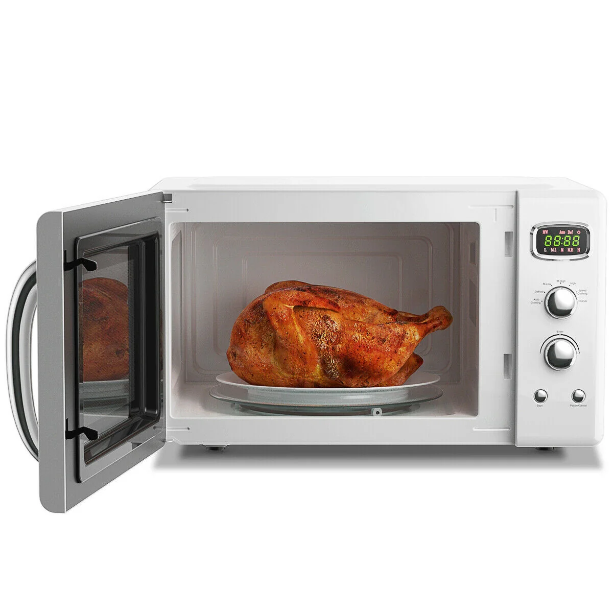 0.9 Cu.ft Retro Countertop Compact Microwave Oven, White - Image 5
