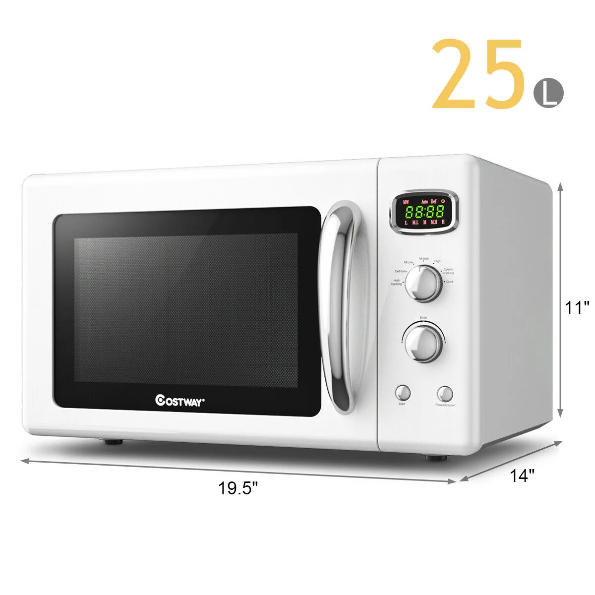0.9 Cu.ft Retro Countertop Compact Microwave Oven, White - Image 6