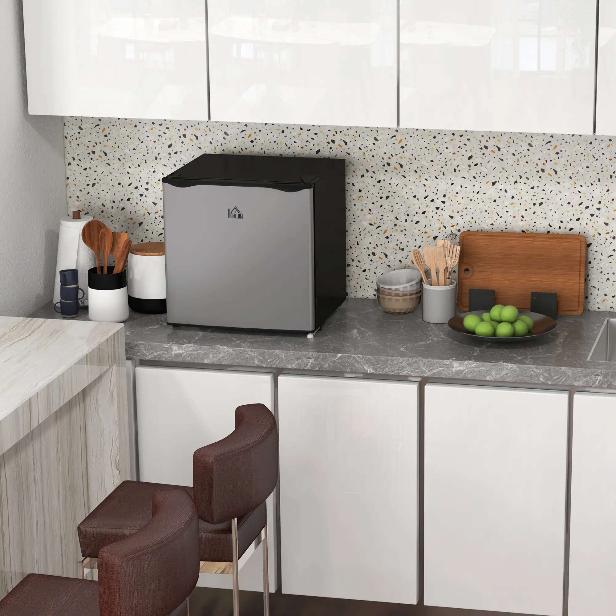 1.1 Cu. Ft. Mini Freezer, Compact Upright, Reversible Door, Removable Shelf, Adjustable Temperature, Silver - Image 2