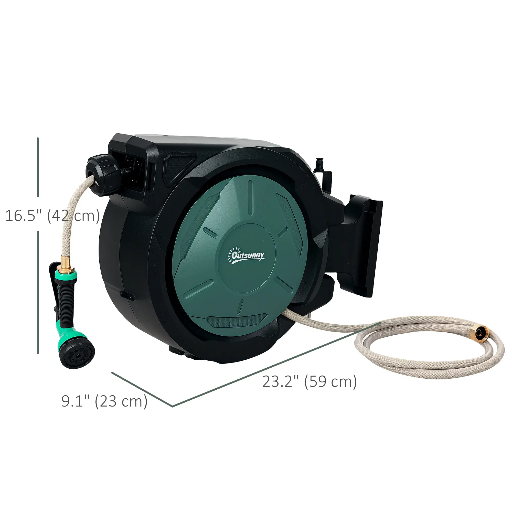 1/2 in x 100ft Wall Mounted Garden Hose Reel, Auto Rewind, Black - Image 3