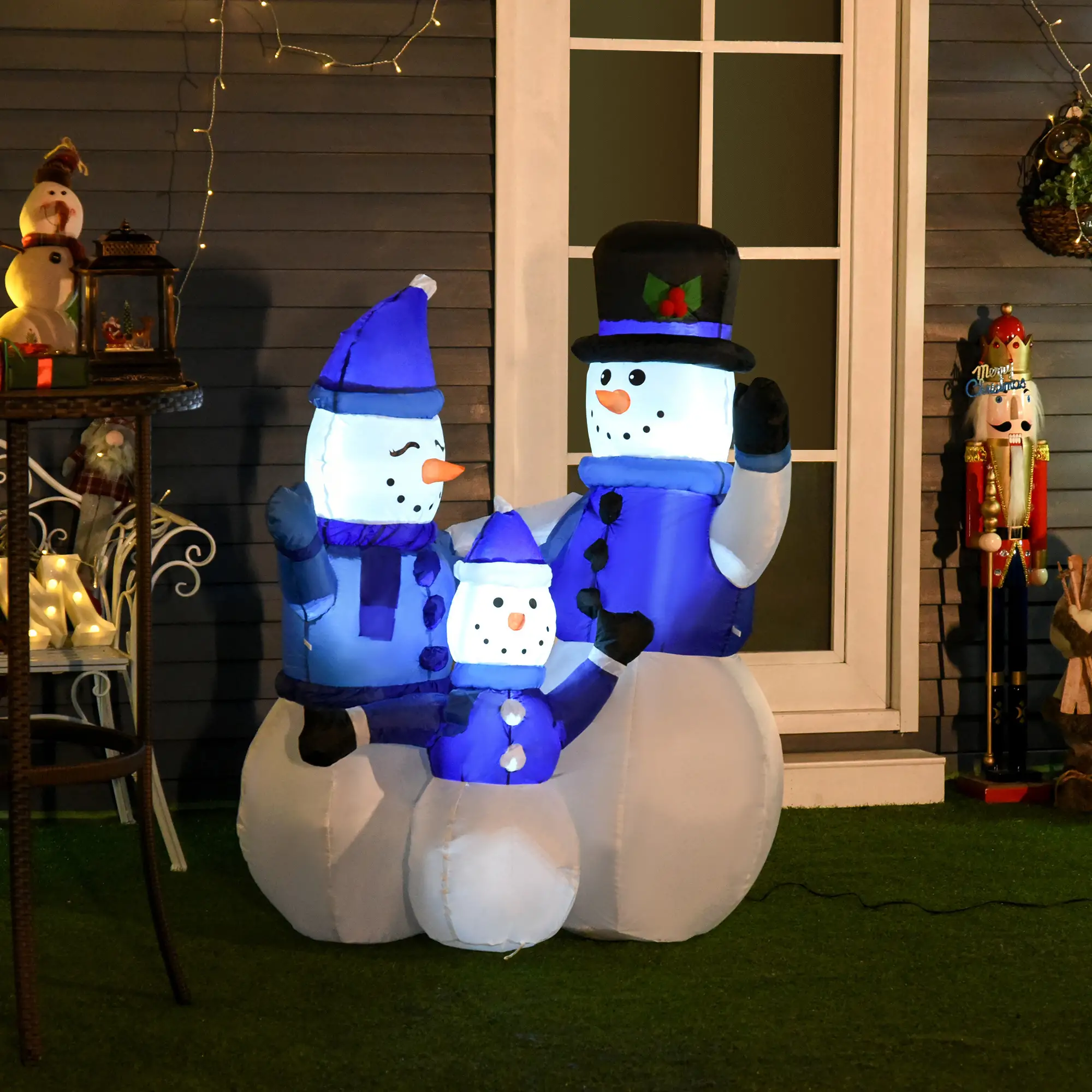 1.2M Tall LED Lighted Christmas Inflatable Snowmen, Outdoor Indoor Decor - Image 2