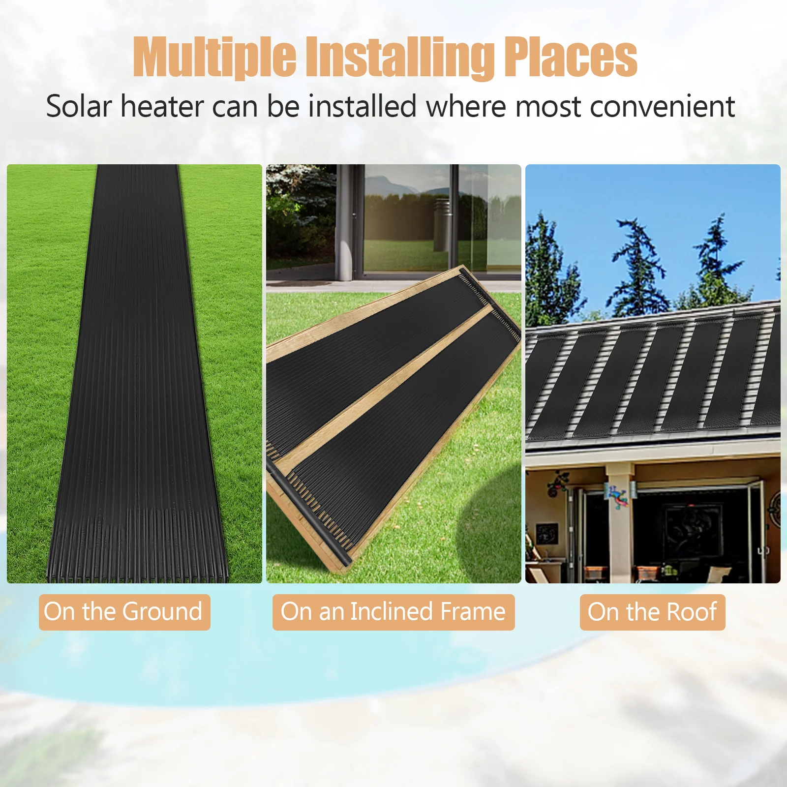 10/16.4/20 Feet Solar Pool Heating System, Black - Image 10
