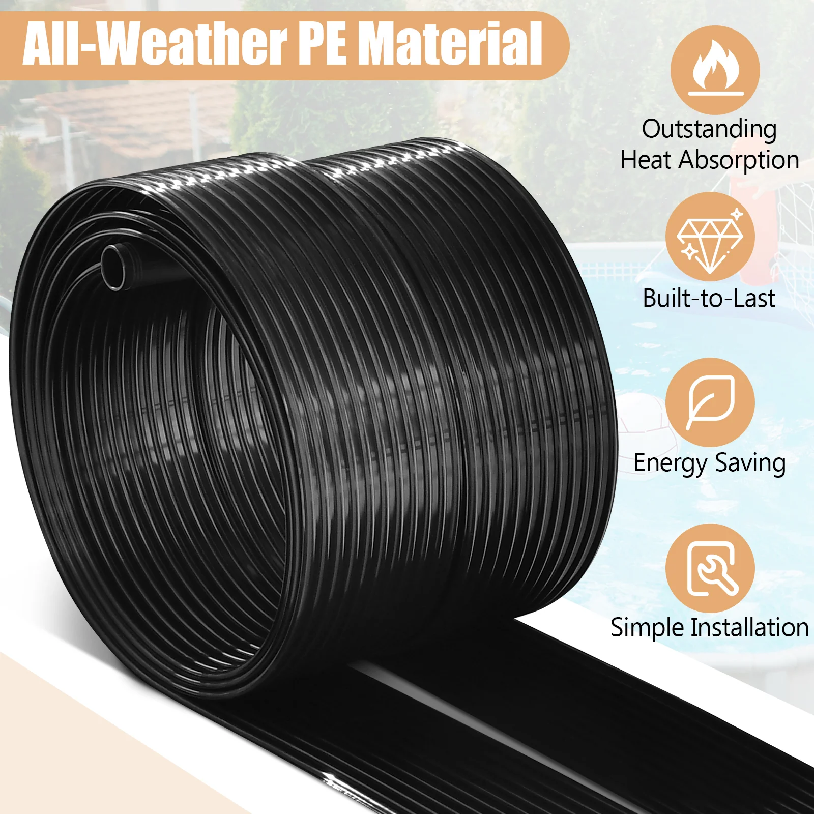 10/16.4/20 Feet Solar Pool Heating System, Black - Image 8