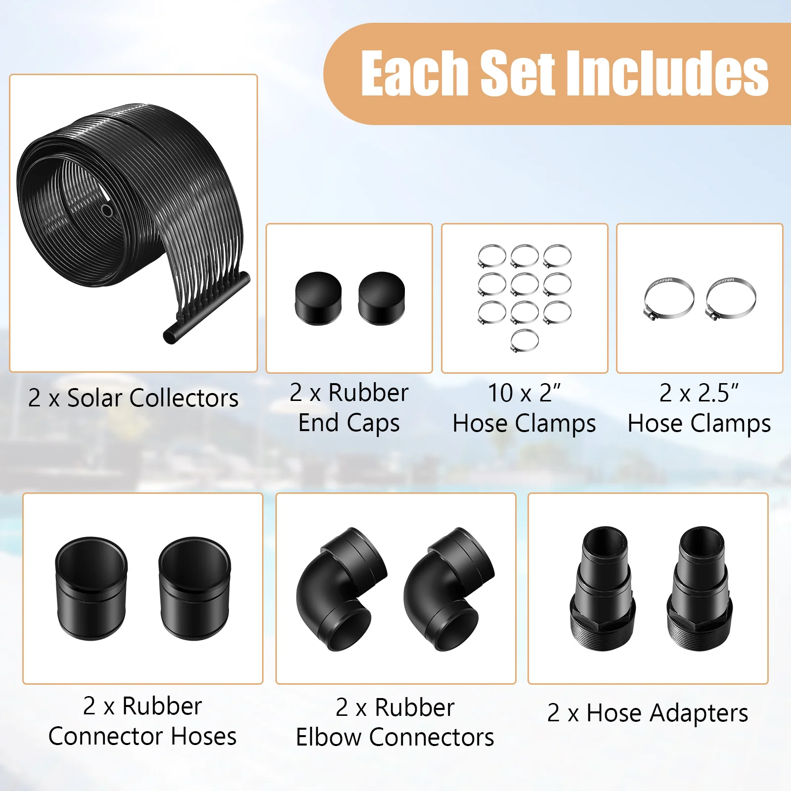 10/16.4/20 Feet Solar Pool Heating System, Black - Image 9