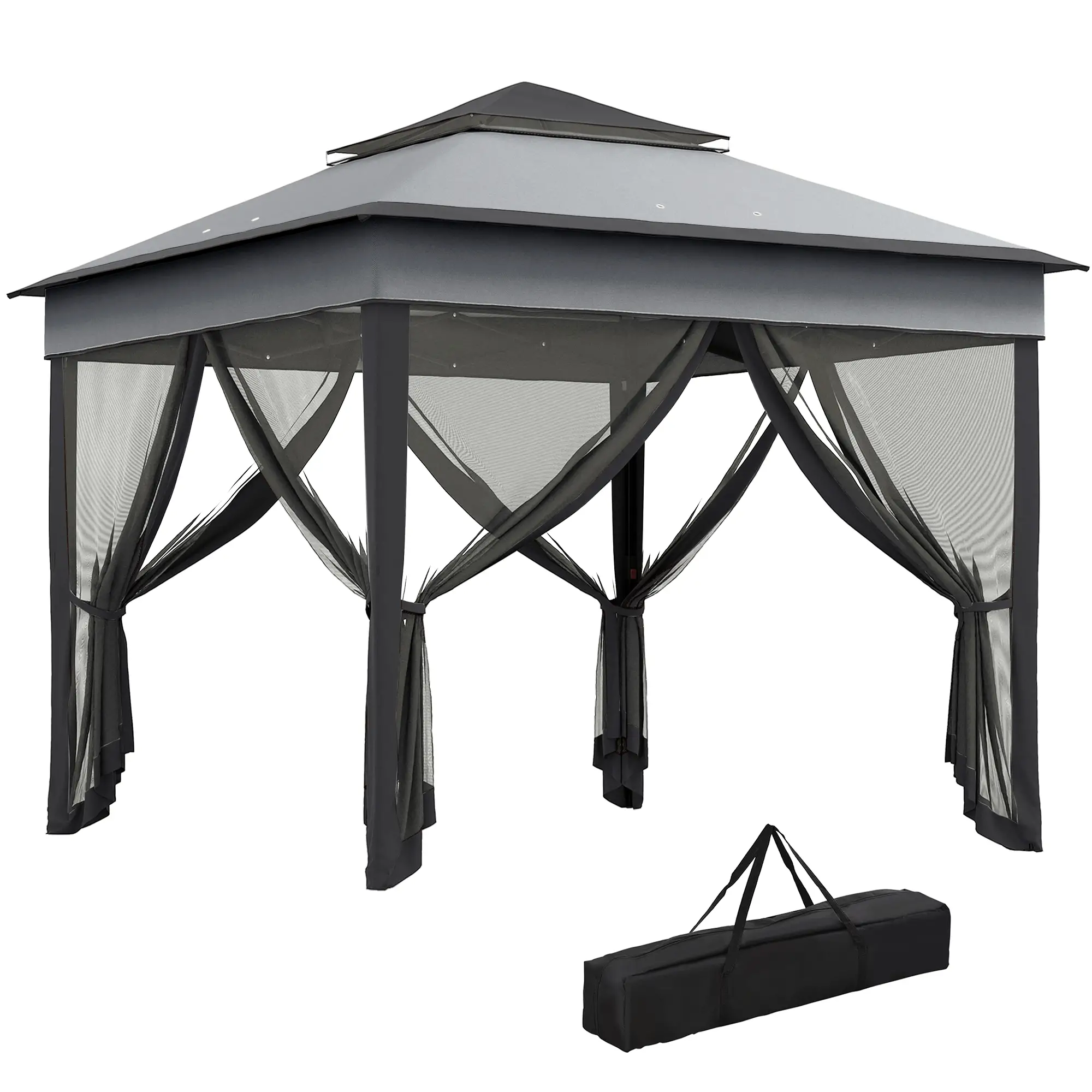 10.7 x 10.7ft Pop Up Gazebo, Adjustable Sun Shelter, Dark Grey - Image 11