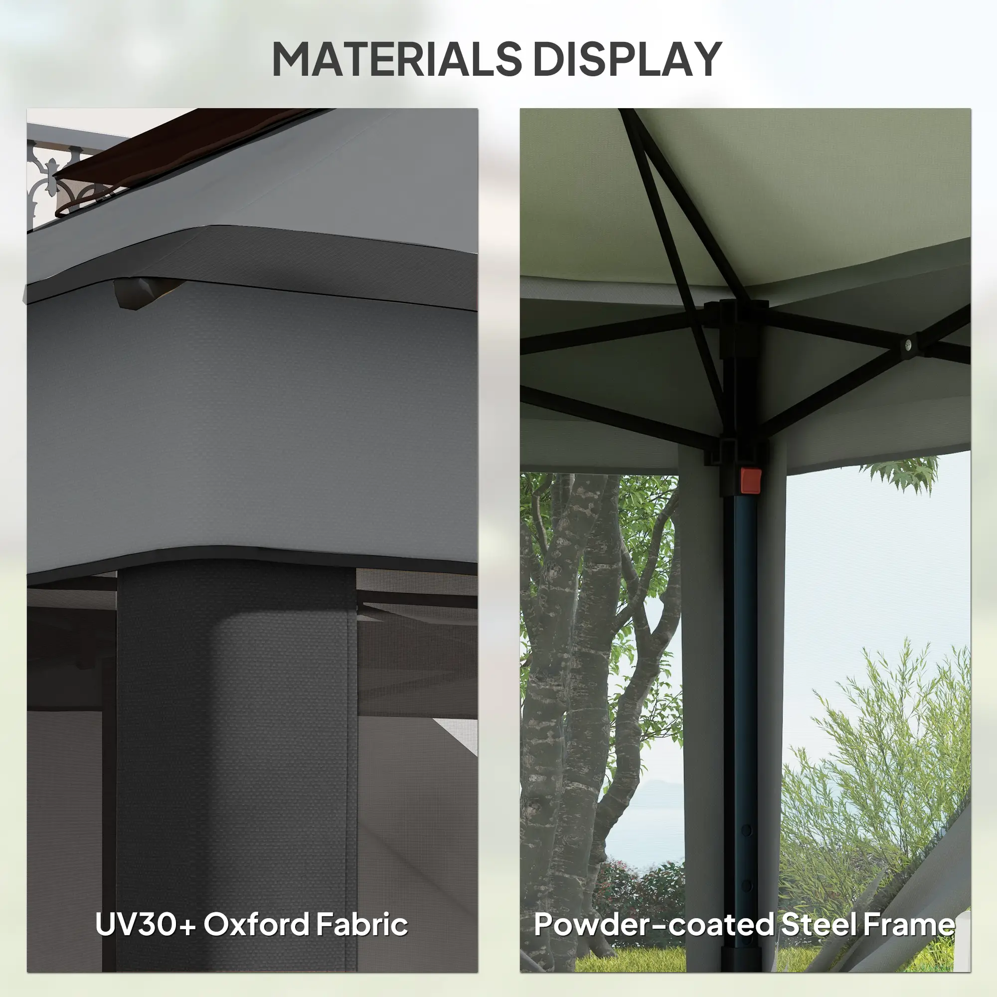 10.7 x 10.7ft Pop Up Gazebo, Adjustable Sun Shelter, Dark Grey - Image 7