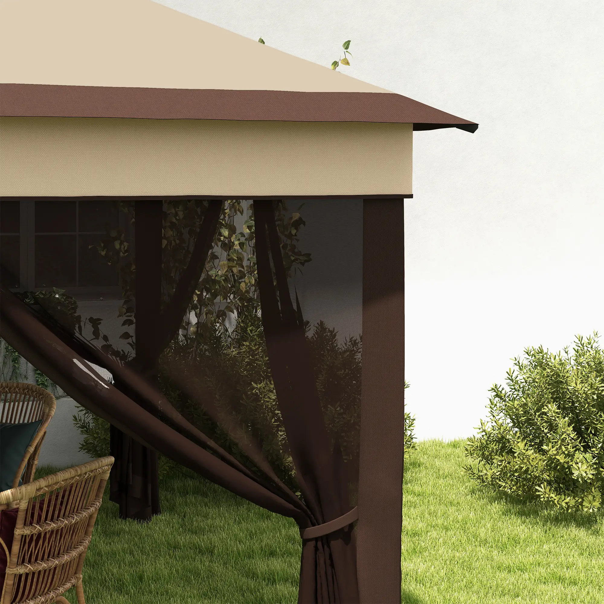 10.7 x 10.7ft Pop Up Gazebo, UV30+ Roof, Removable Mesh Curtains, Beige - Image 10