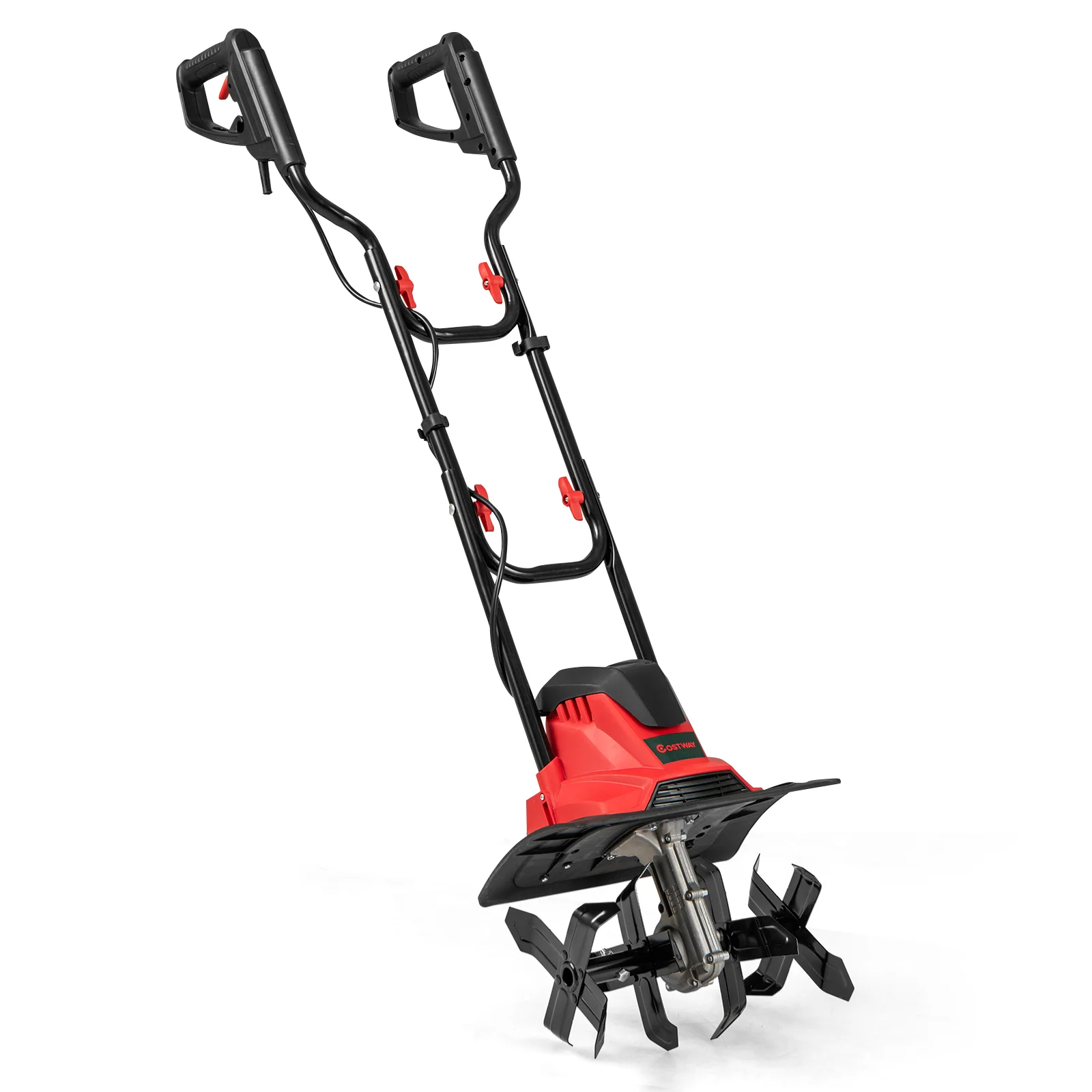 10 Amp Powerful Corded Electric Tiller Cultivator with Safety Lock, Red - Image 4