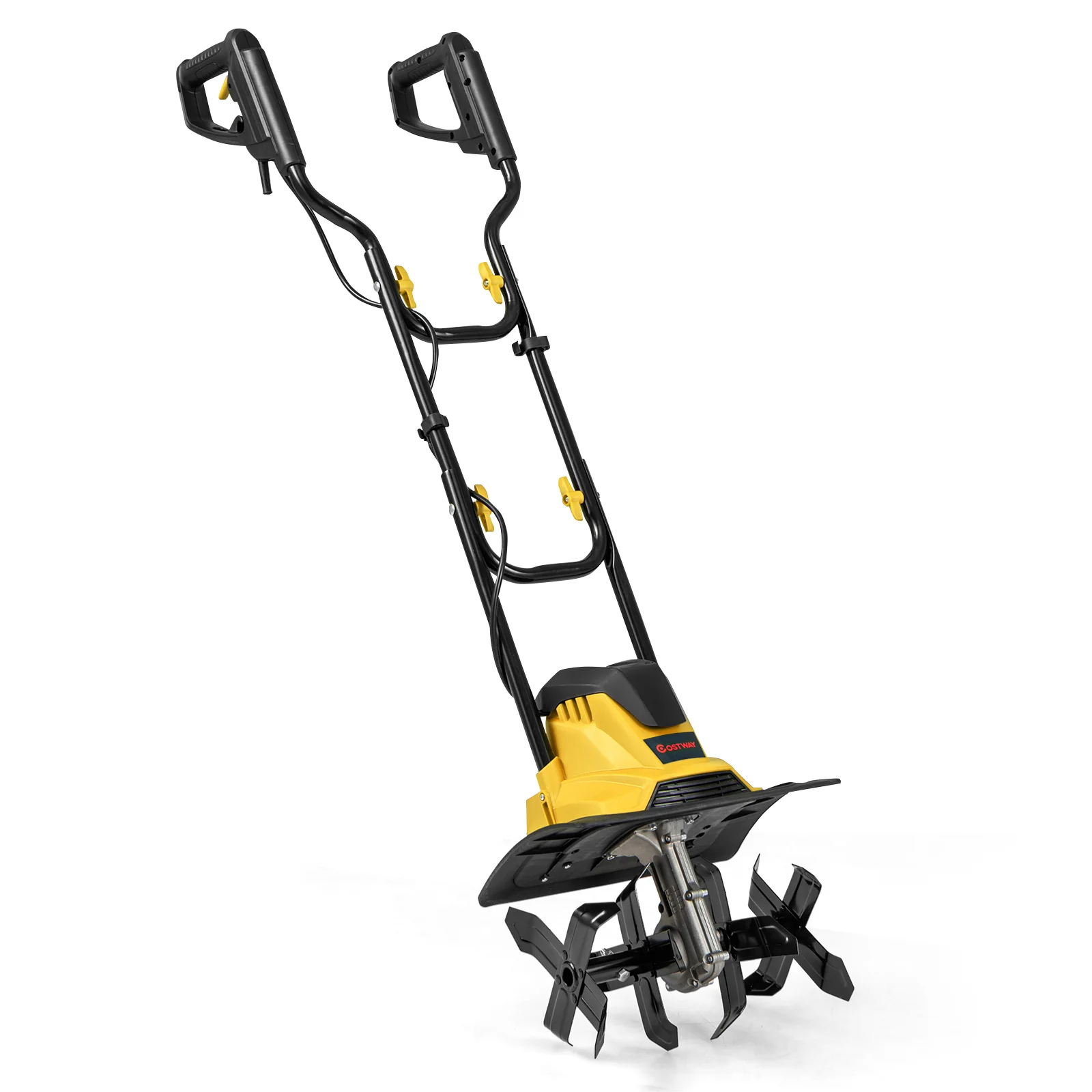 10 Amp Powerful Corded Electric Tiller Cultivator with Safety Lock, Yellow - Image 4