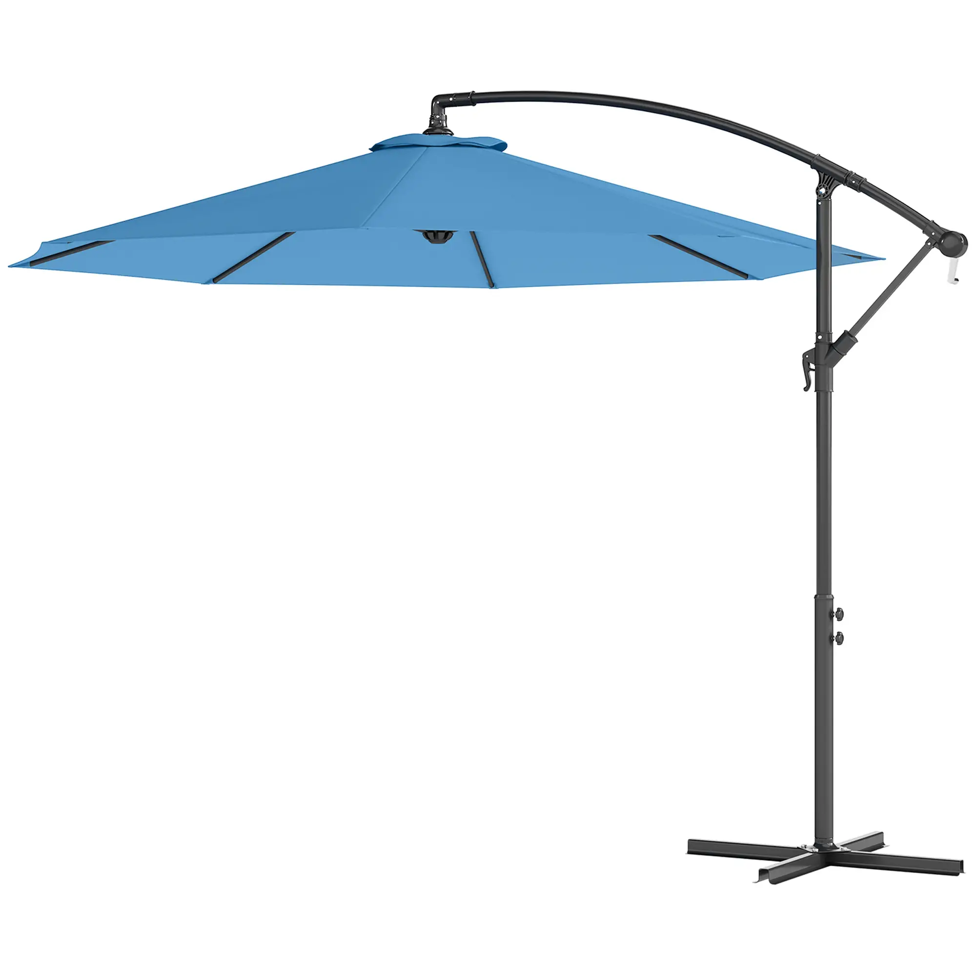 10' Blue Deluxe Patio Umbrella, Offset Sunshade With Crank, Blue