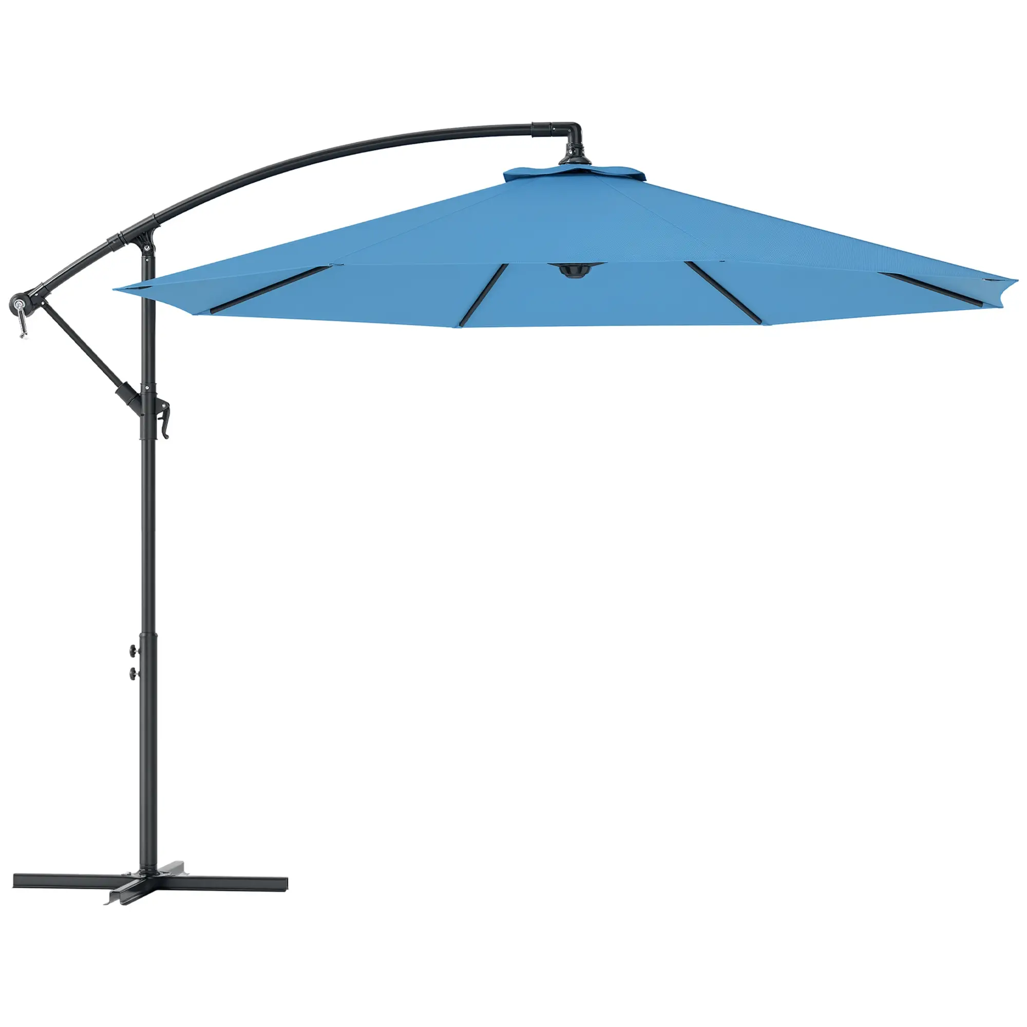 10' Blue Deluxe Patio Umbrella, Offset Sunshade With Crank, Blue - Image 11