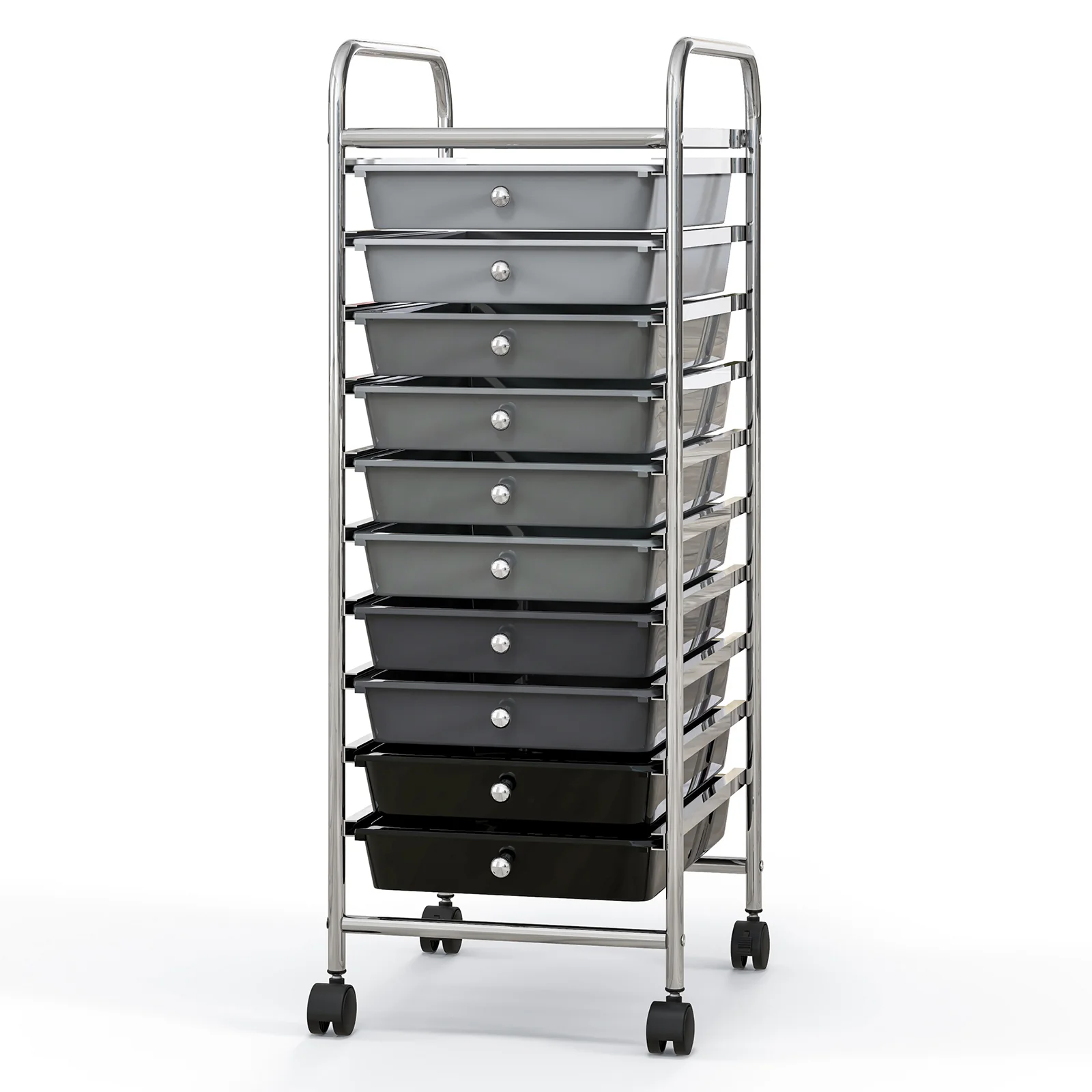 10 Drawer Rolling Storage Cart Organizer, Gradient, Gray - Image 5
