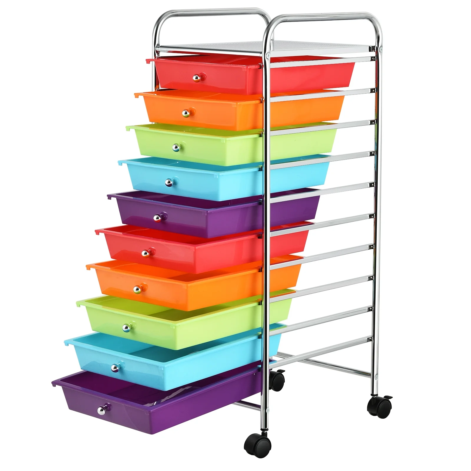 10 Drawer Rolling Storage Cart Organizer, Multicolor - Image 5