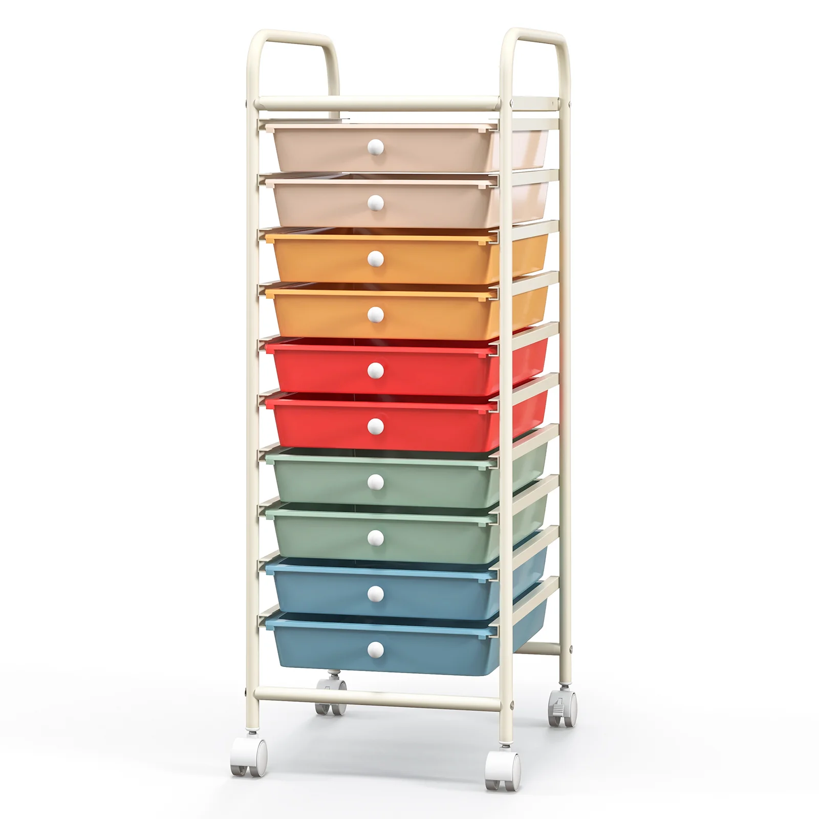 10 Drawer Rolling Storage Cart Organizer, Multicolor, Macaron - Image 5
