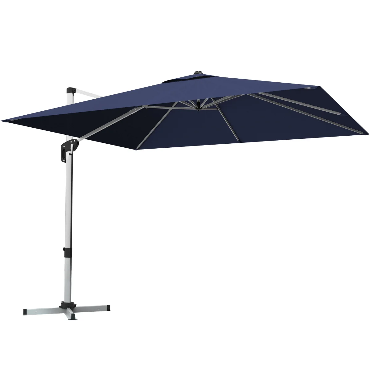 10 Feet 360° Tilt Aluminum Square Patio Umbrella, Navy - Image 4