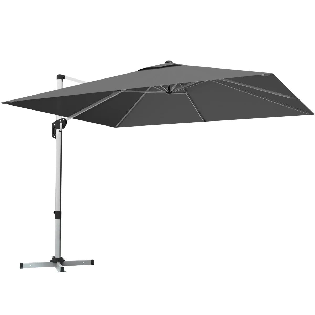10 Feet Aluminum Square Patio Umbrella, 360° Tilt, Gray - Image 4