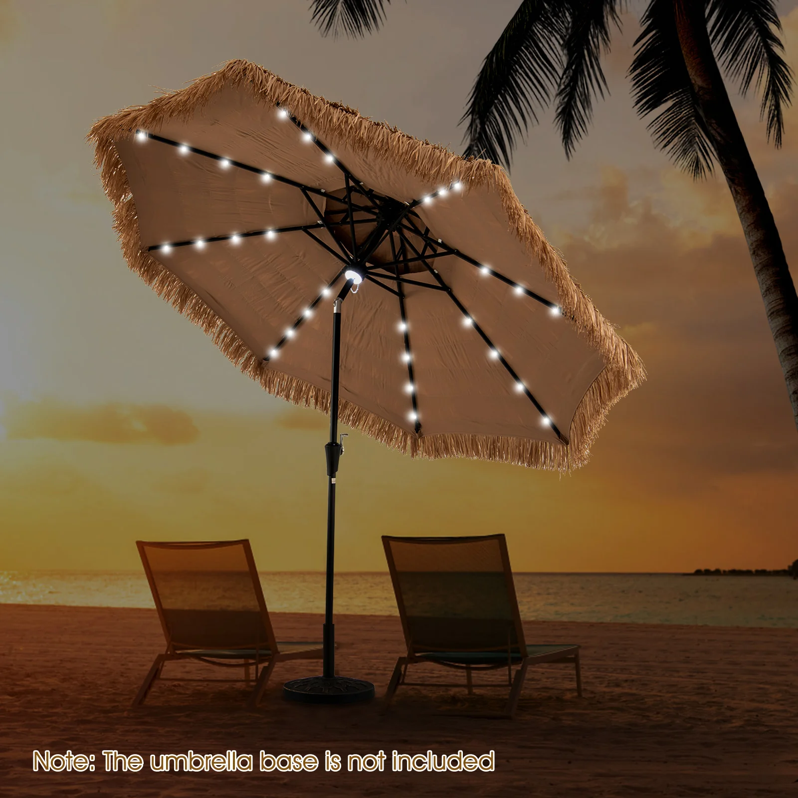 10 Feet Hawaiian Solar Lighted Tiki Patio Umbrella - Image 6