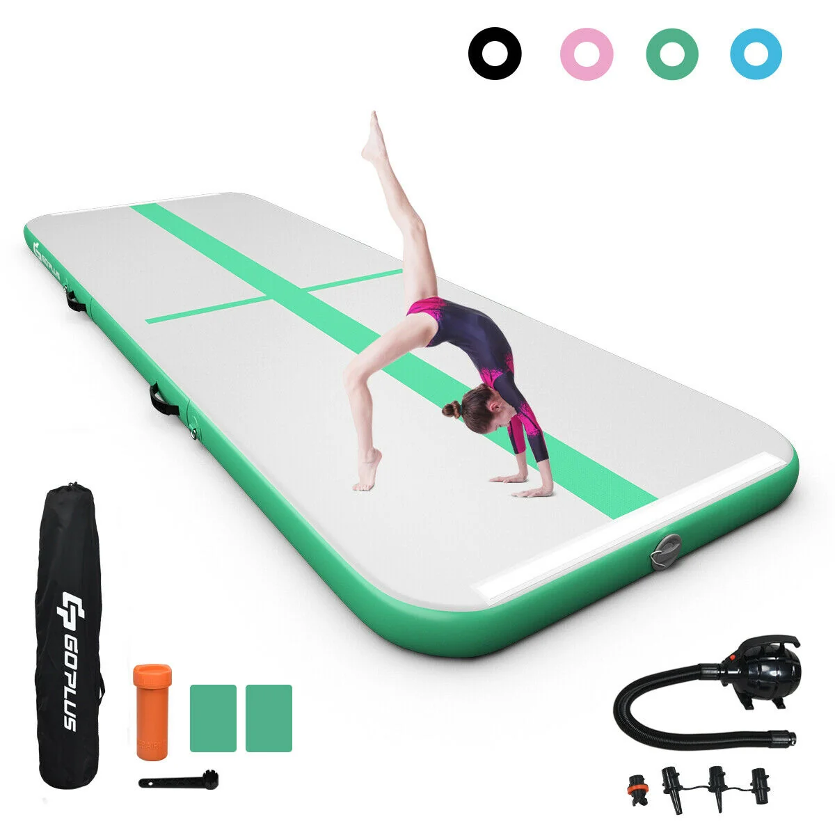 10 Feet Inflatable Gymnastics Mat, Green - Image 2