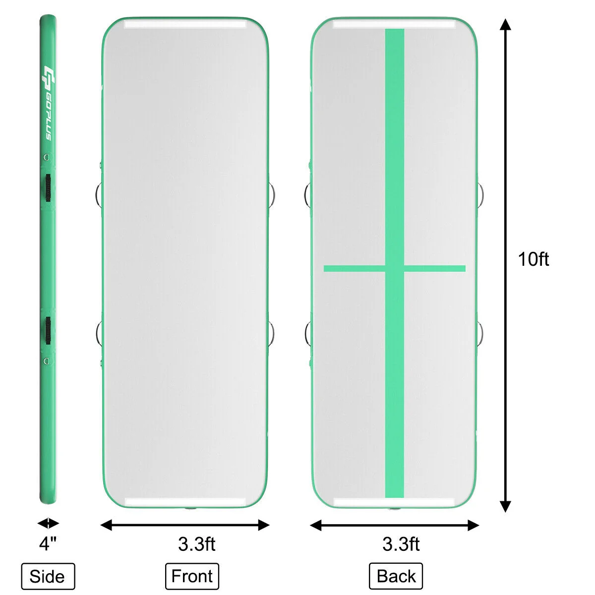 10 Feet Inflatable Gymnastics Mat, Green - Image 5