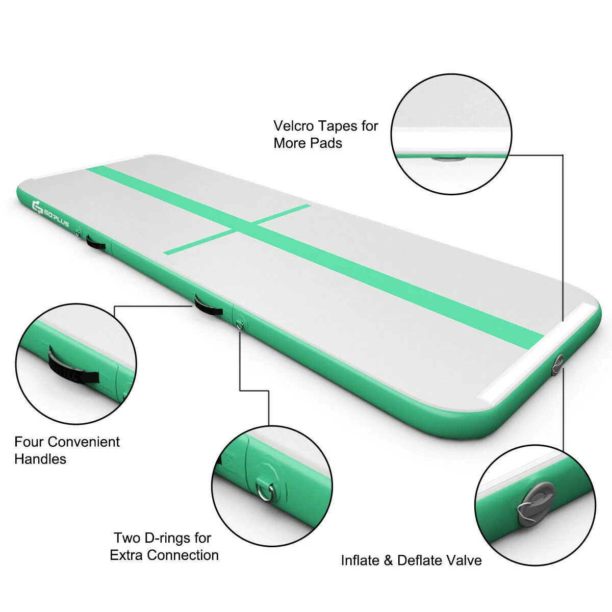 10 Feet Inflatable Gymnastics Mat, Green - Image 6