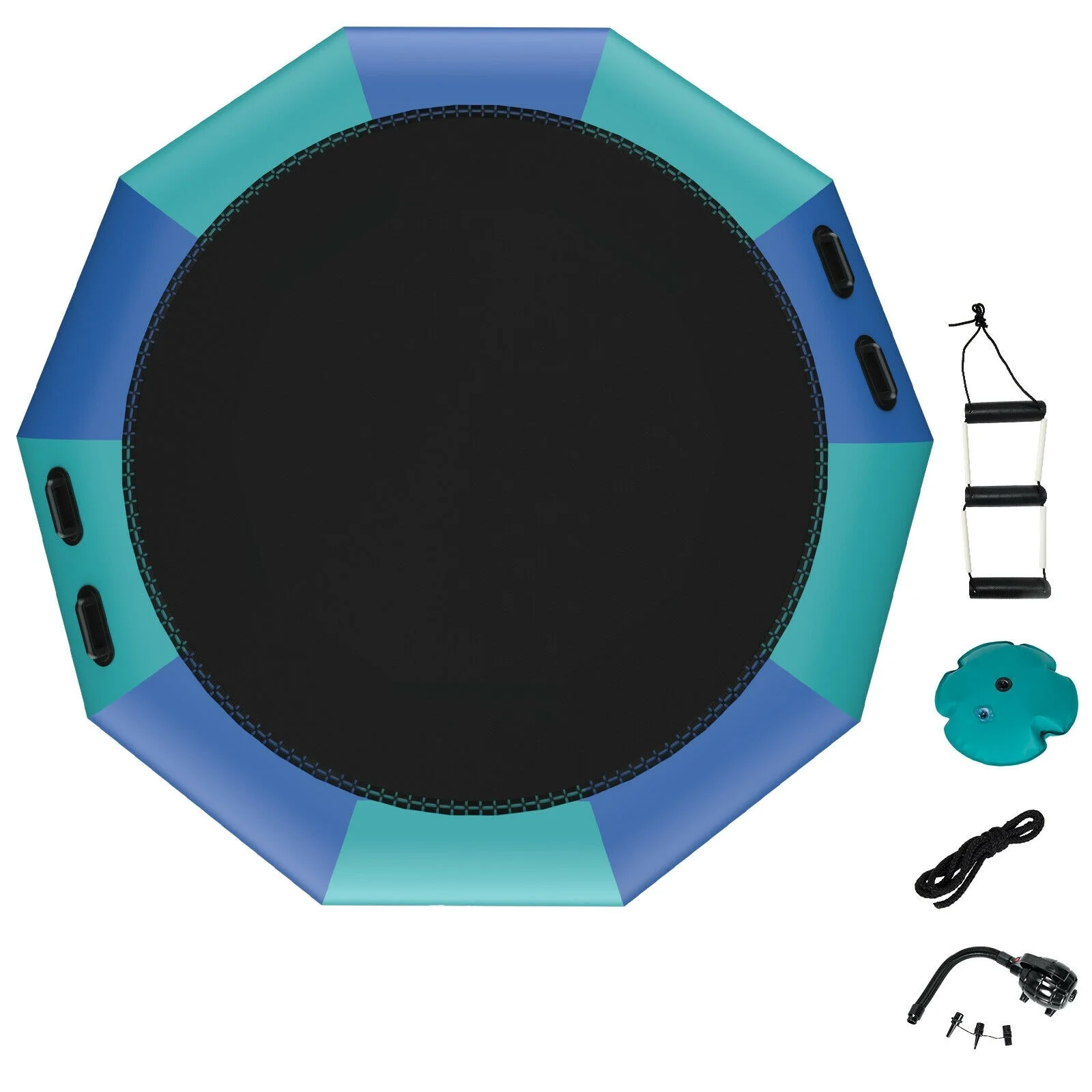 10 Feet Inflatable Splash Padded Water Bouncer Trampoline, Blue - Image 5