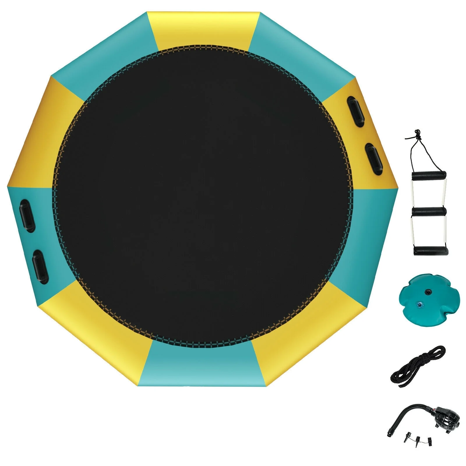10 Feet Inflatable Splash Padded Water Bouncer Trampoline, Yellow - Image 5
