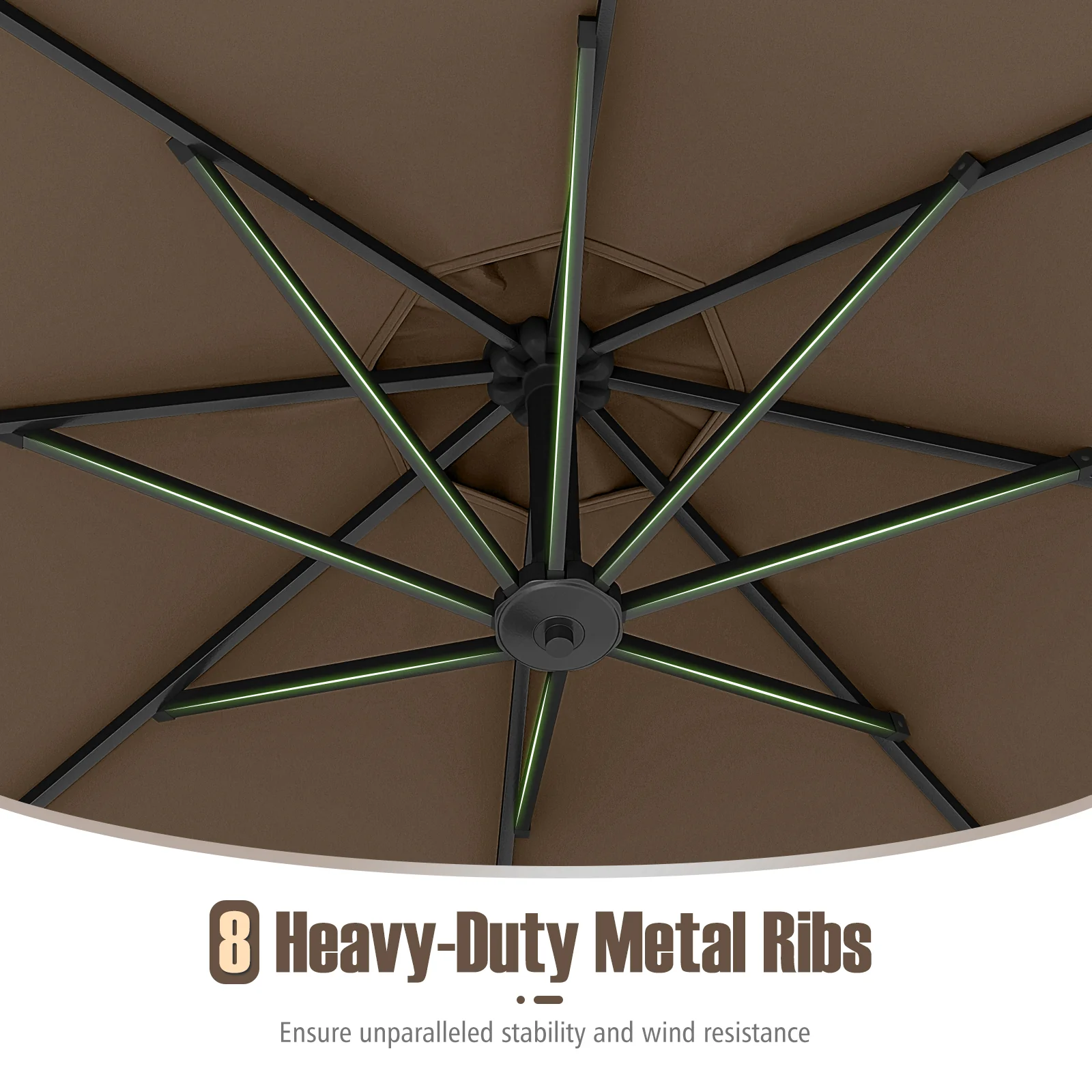 10 Feet Offset Hanging Patio Umbrella With Tilt, Taupe - Image 9