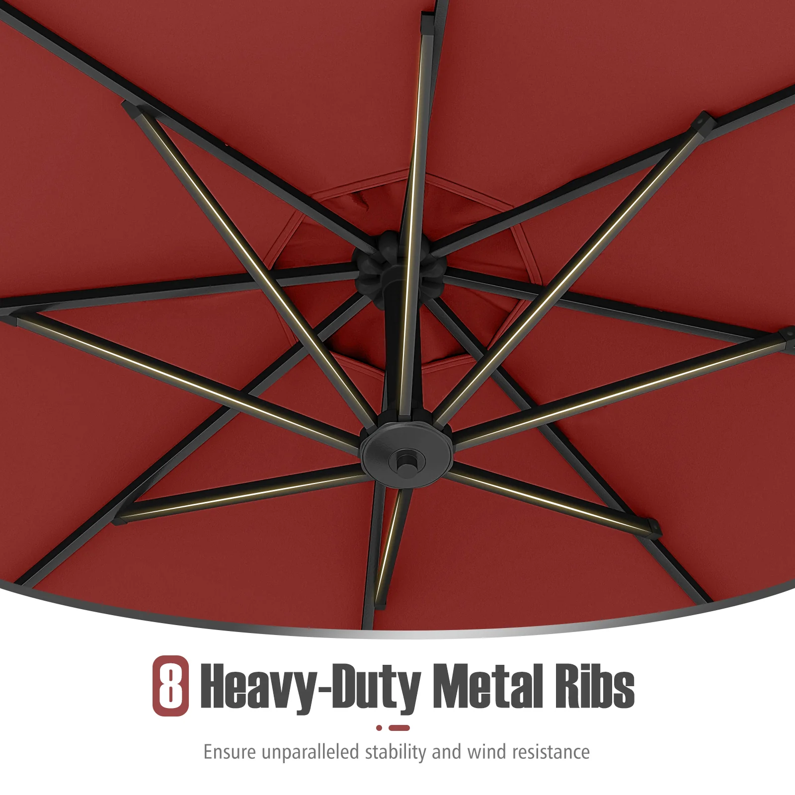 10 Feet Offset Patio Umbrella With Tilt, Red - Image 9