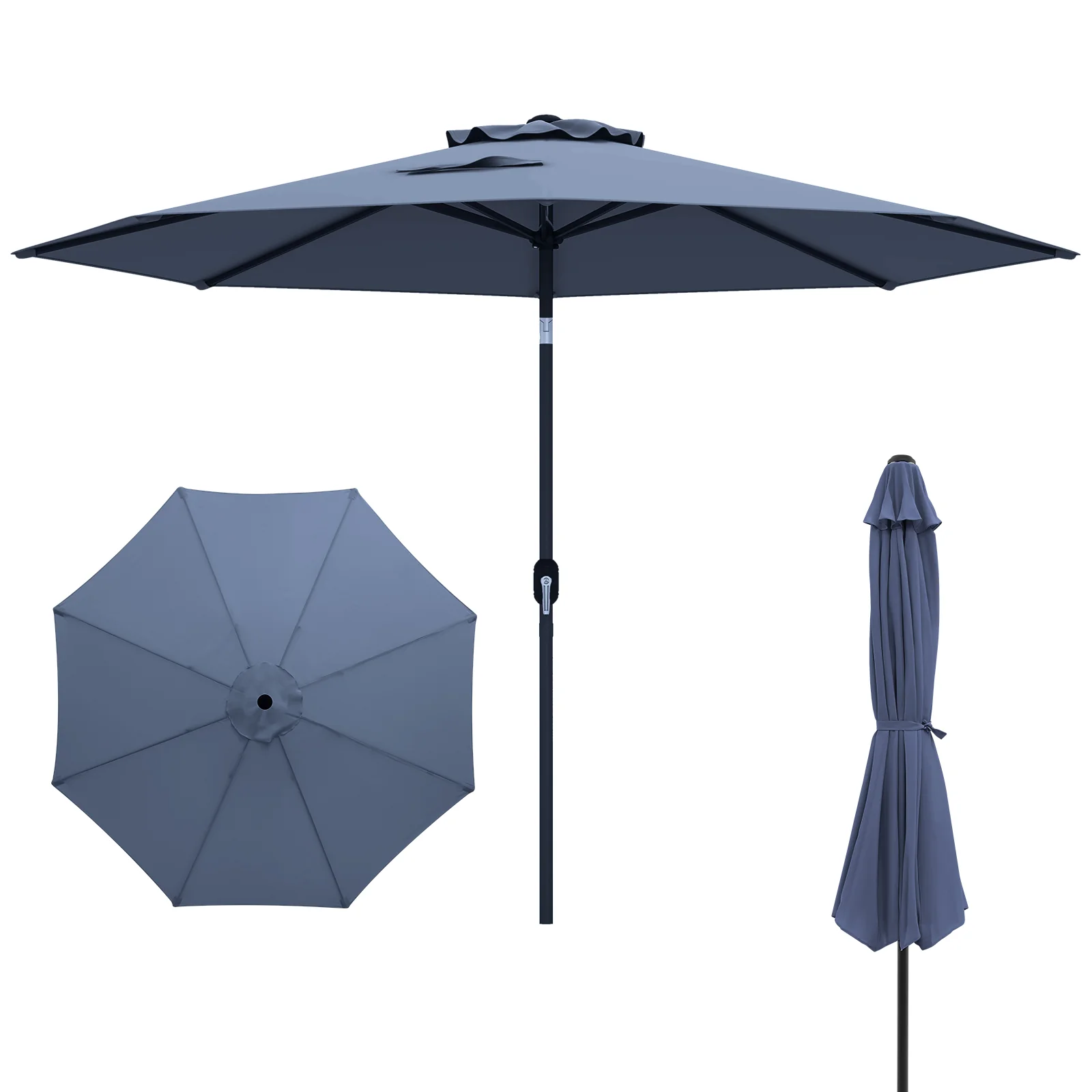 10 Feet Outdoor Patio Umbrella, Tilt Crank, Navy - Image 4