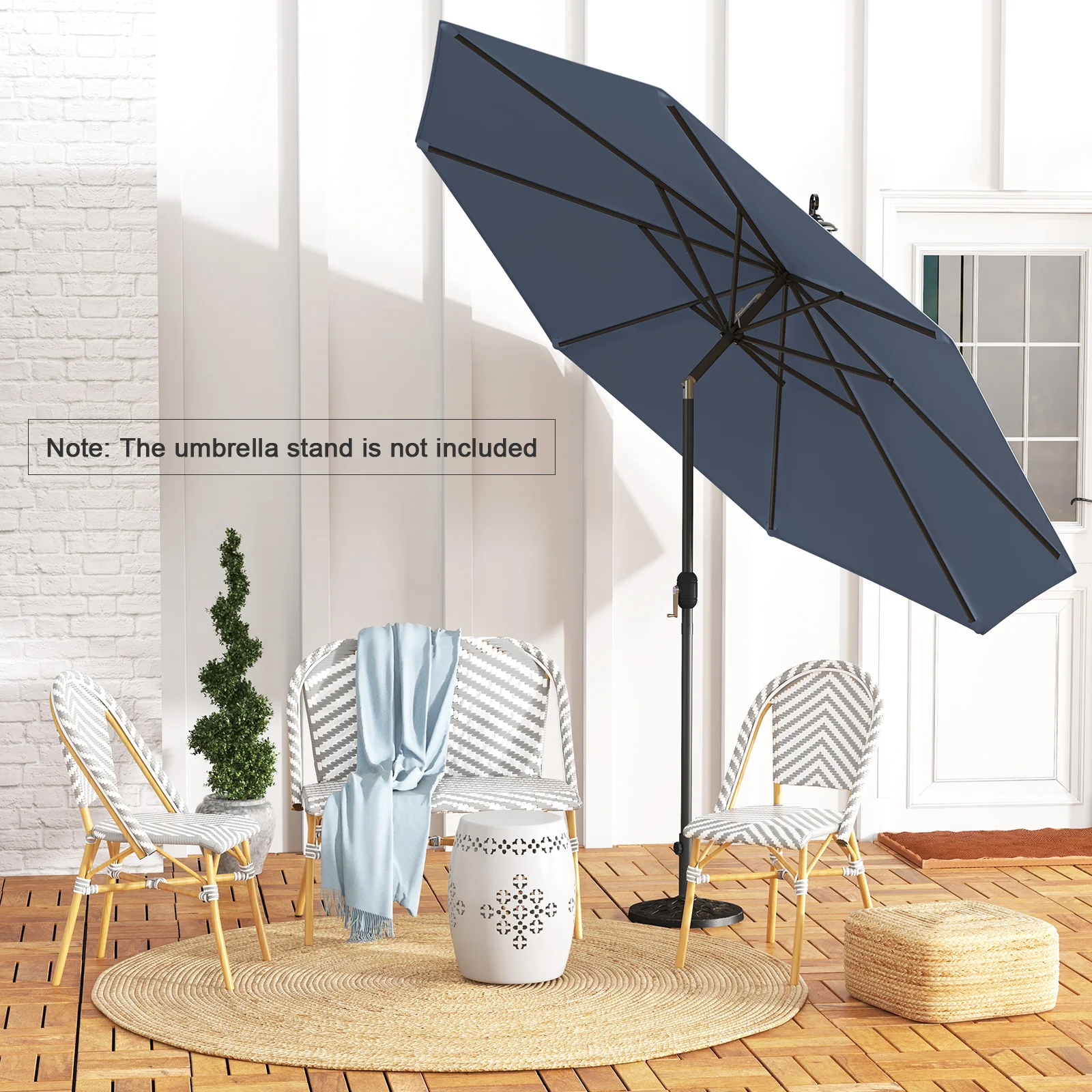 10 Feet Outdoor Patio Umbrella, Tilt Crank, Navy - Image 6