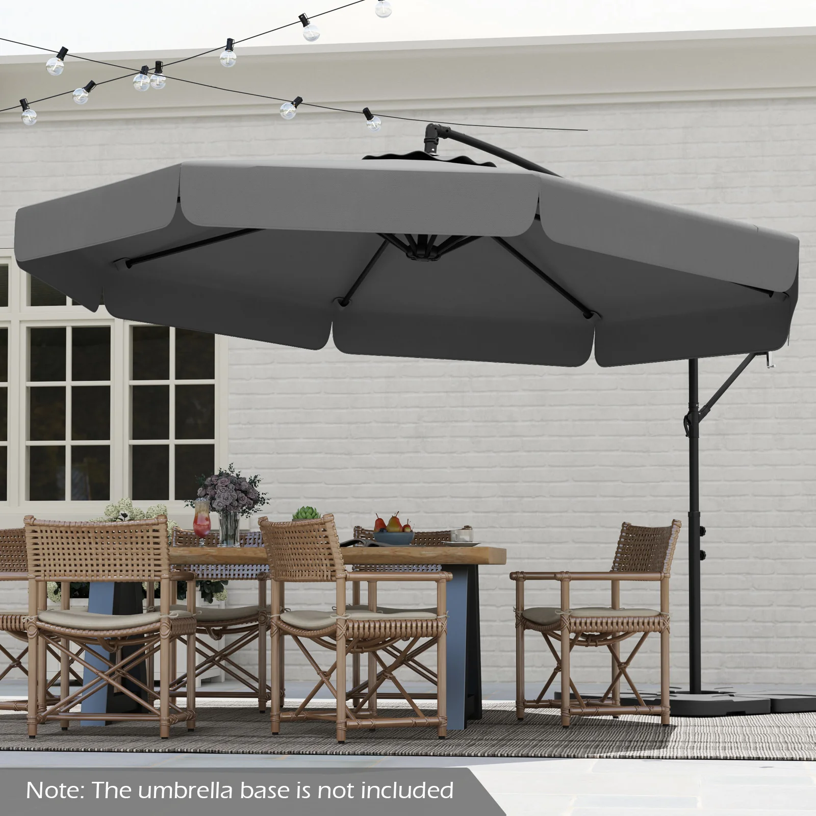 10 Feet Patio Cantilever Umbrella, With Cover And Tilt, Gray - Image 6