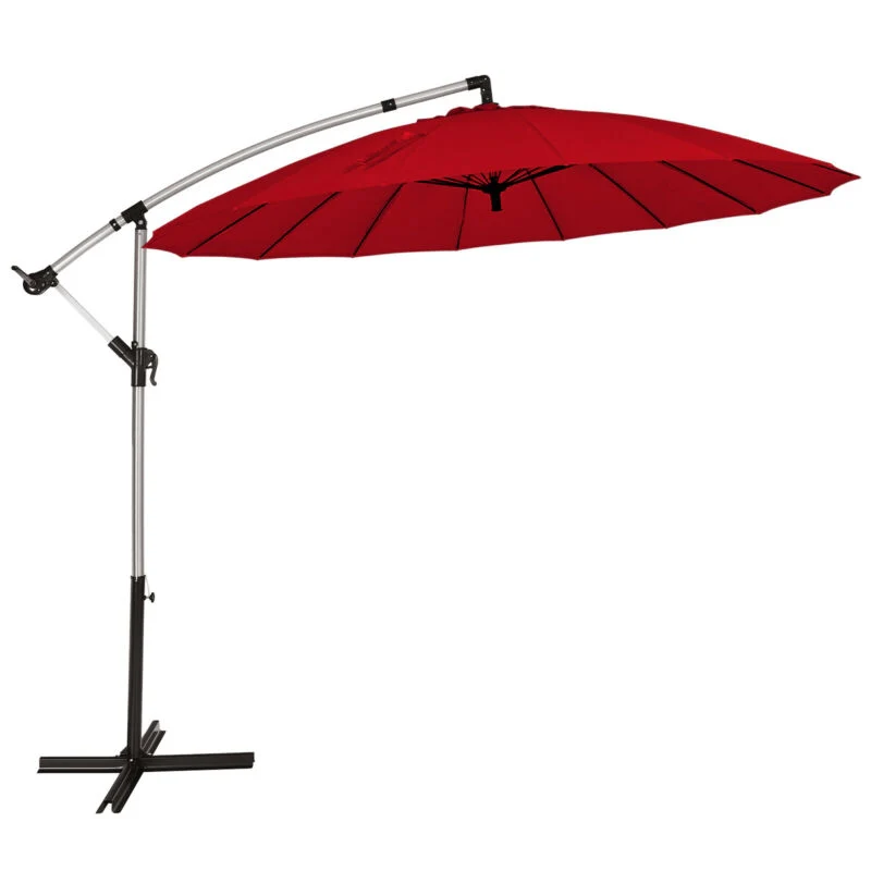 10 Feet Patio Offset Hanging Umbrella, For Backyard Poolside Garden, Dark Red - Image 4