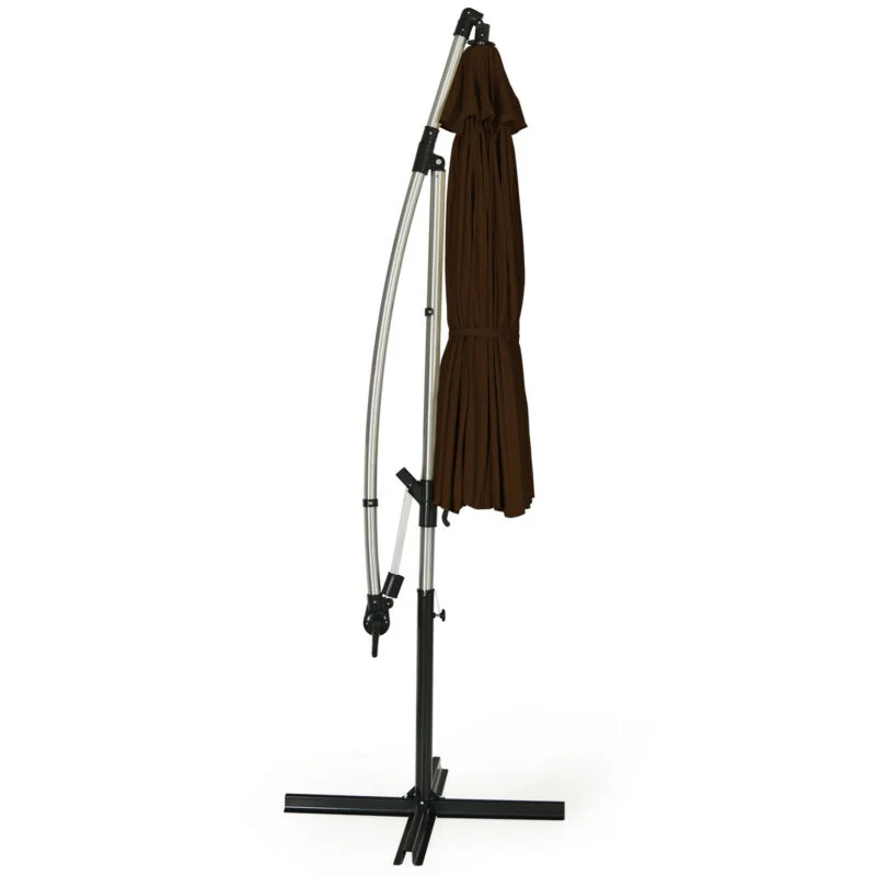 10 Feet Patio Offset Hanging Umbrella, Tan - Image 8