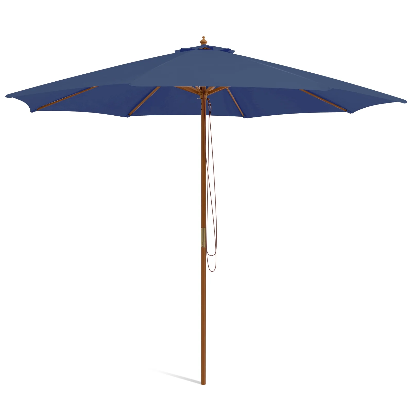 10 Feet Patio Umbrella, 8 Wooden Ribs, 3 Adjustable Heights, Navy