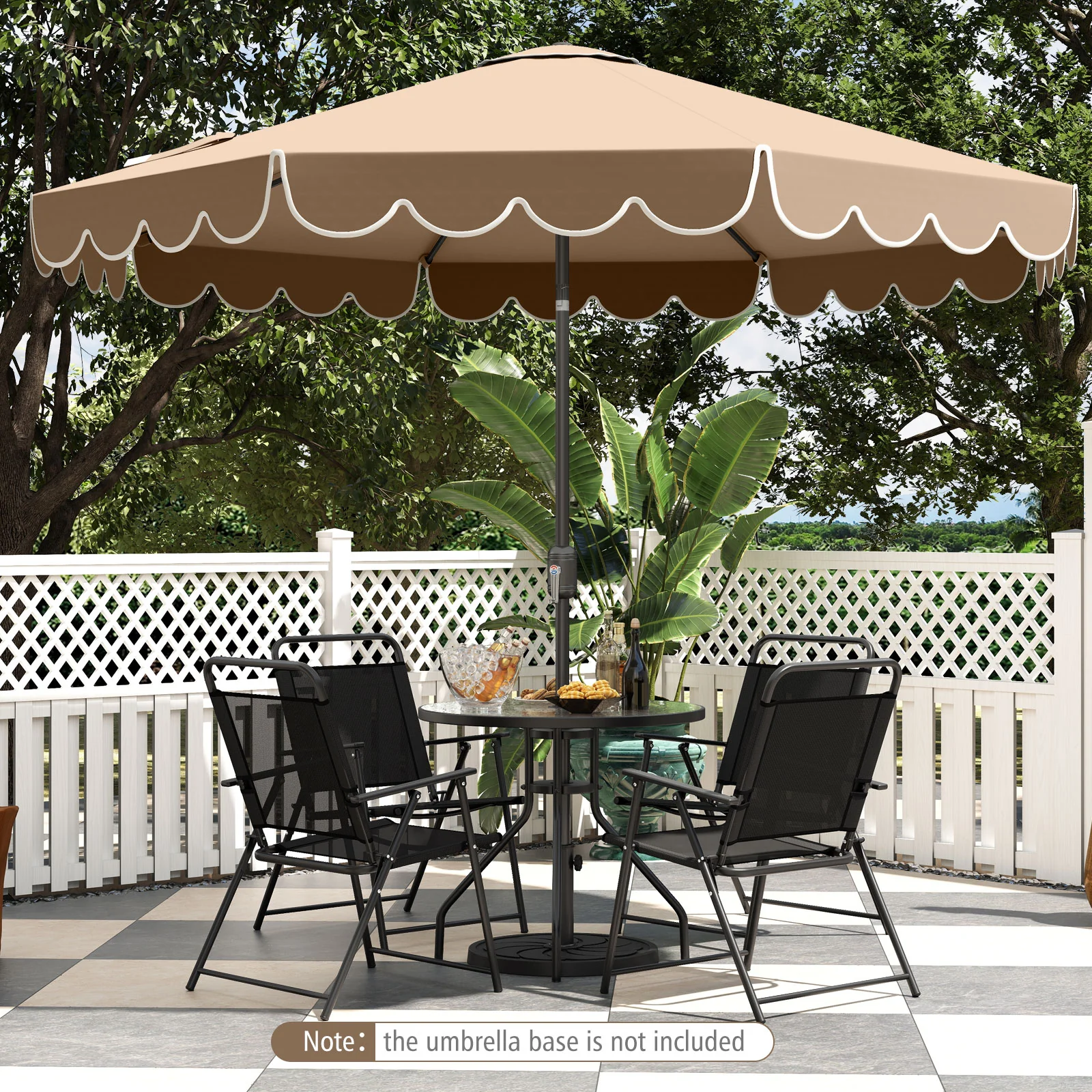 10 Feet Patio Umbrella, Outdoor Market Umbrella, Crank Tilt Adjustment, Coffee - Image 3