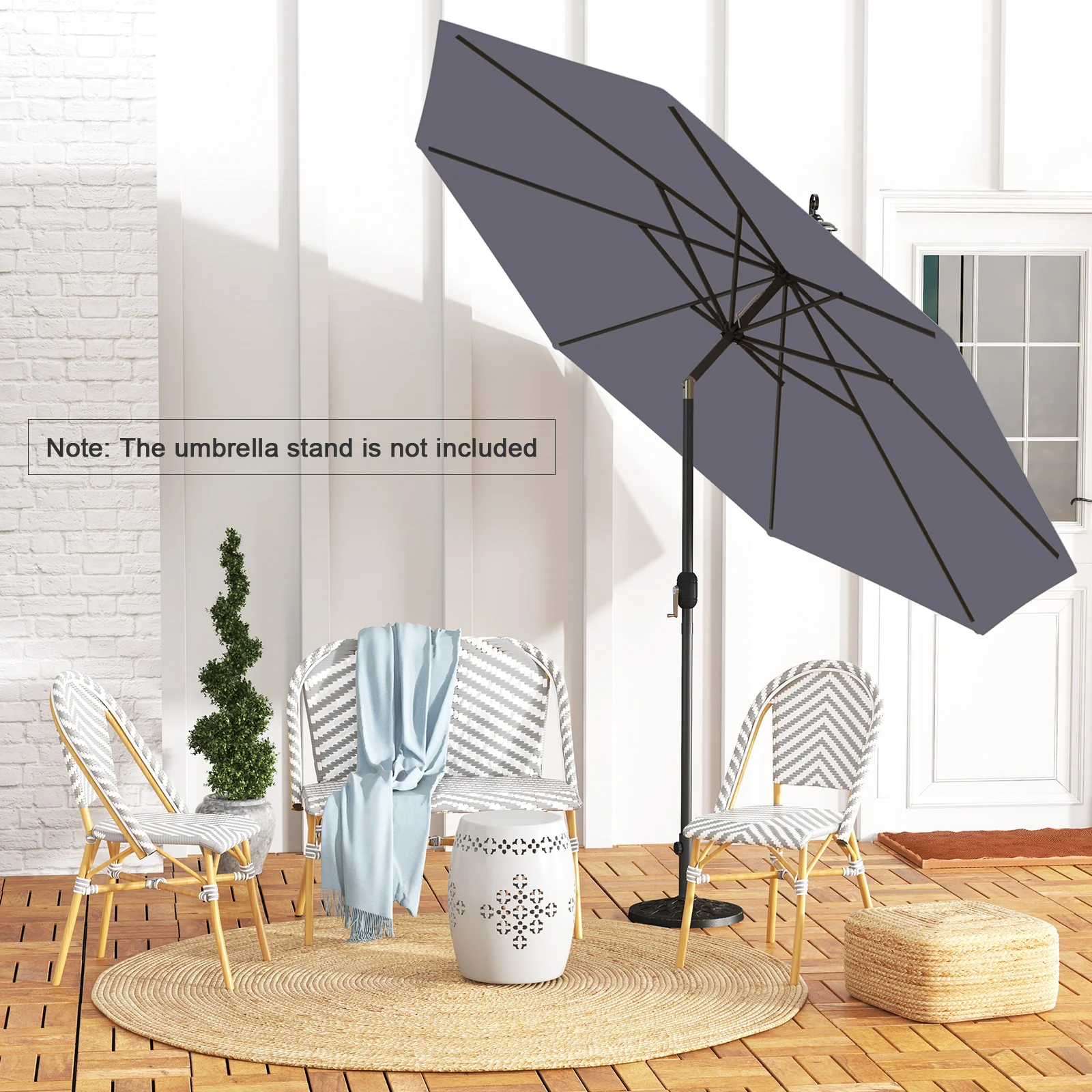 10 Feet Patio Umbrella, Tilt Crank, Gray - Image 8