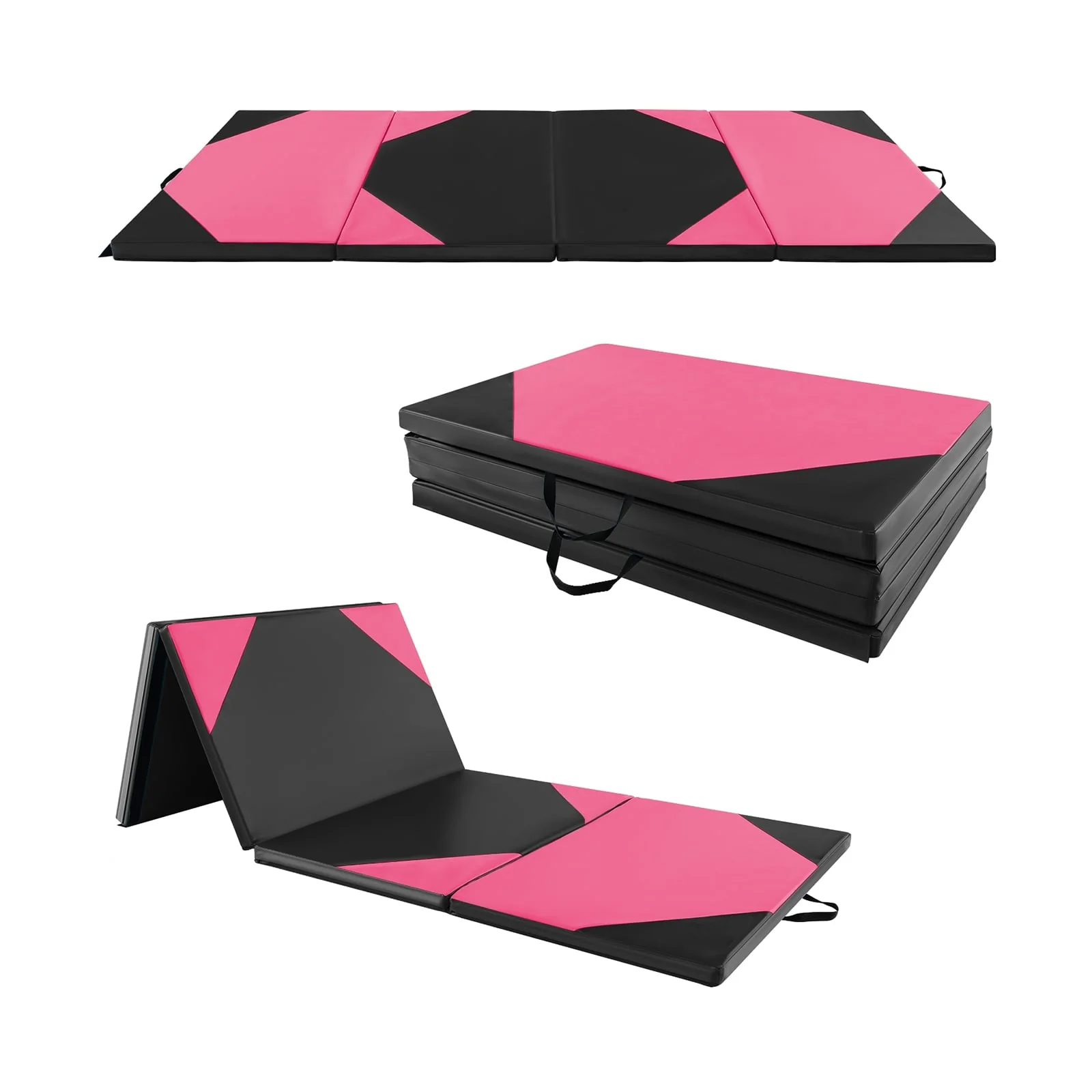 10 Feet x 4 Feet x 2 Inch Folding Exercise Mat, Black and Pink - Image 4