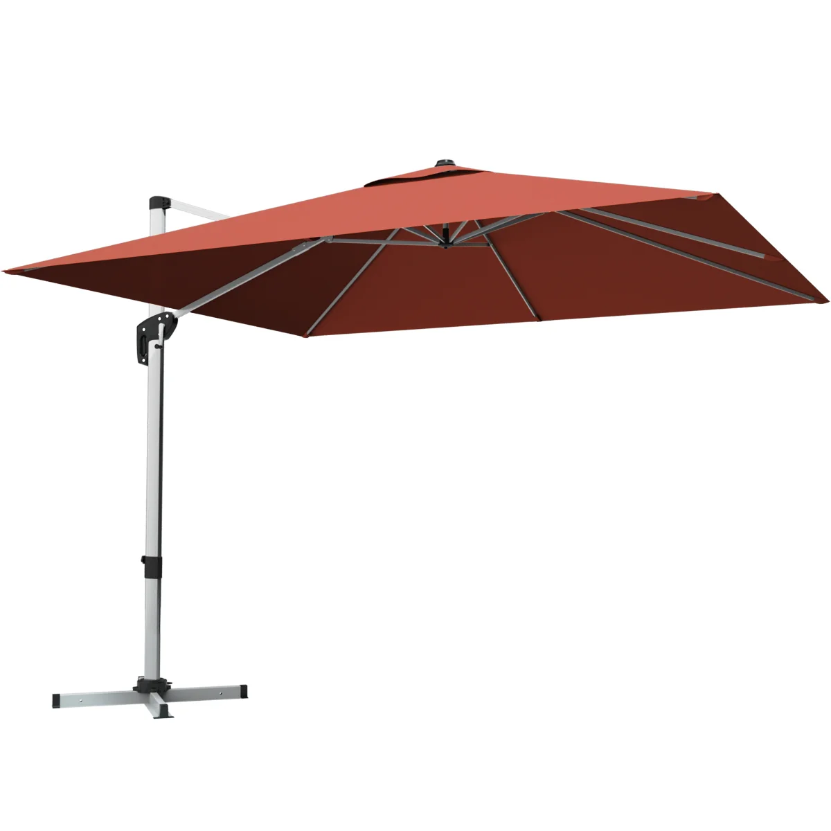 10 ft 360 Degree Tilt Aluminum Patio Umbrella, Orange, Brick Red - Image 4