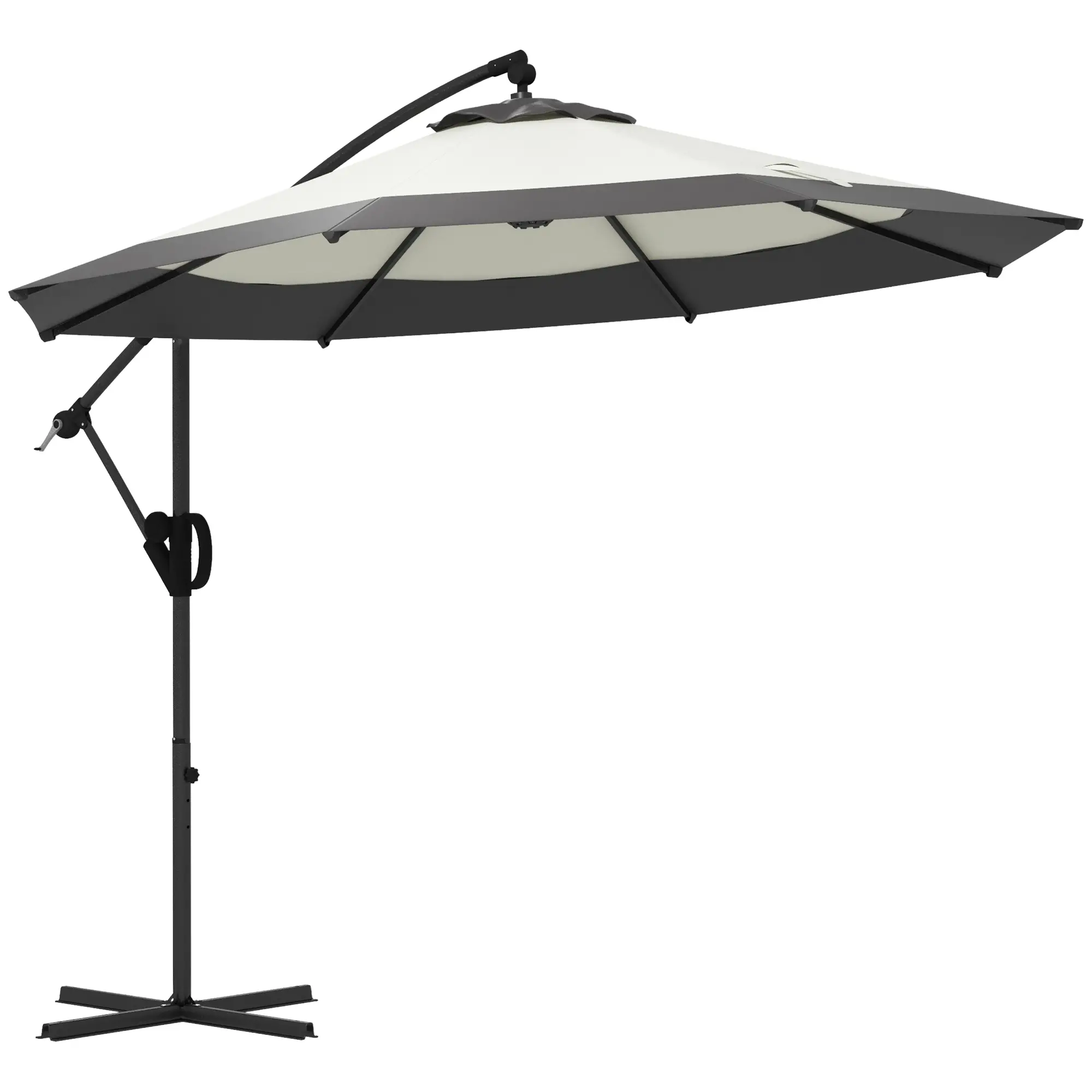 10 FT Cantilever Umbrella, Round Hanging Offset with Crank, Tilt, Grey