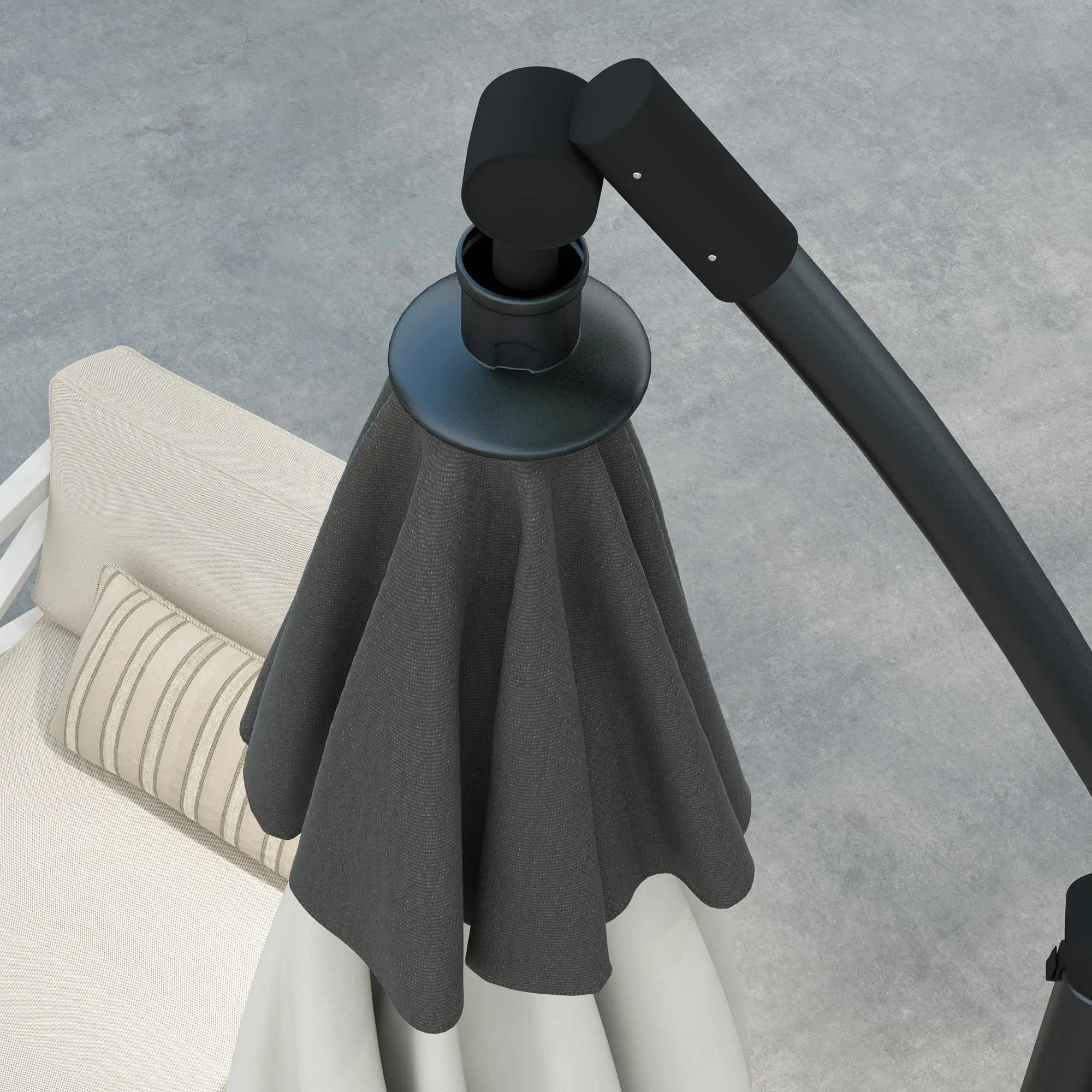 10 FT Cantilever Umbrella, Round Hanging Offset with Crank, Tilt, Grey - Image 10