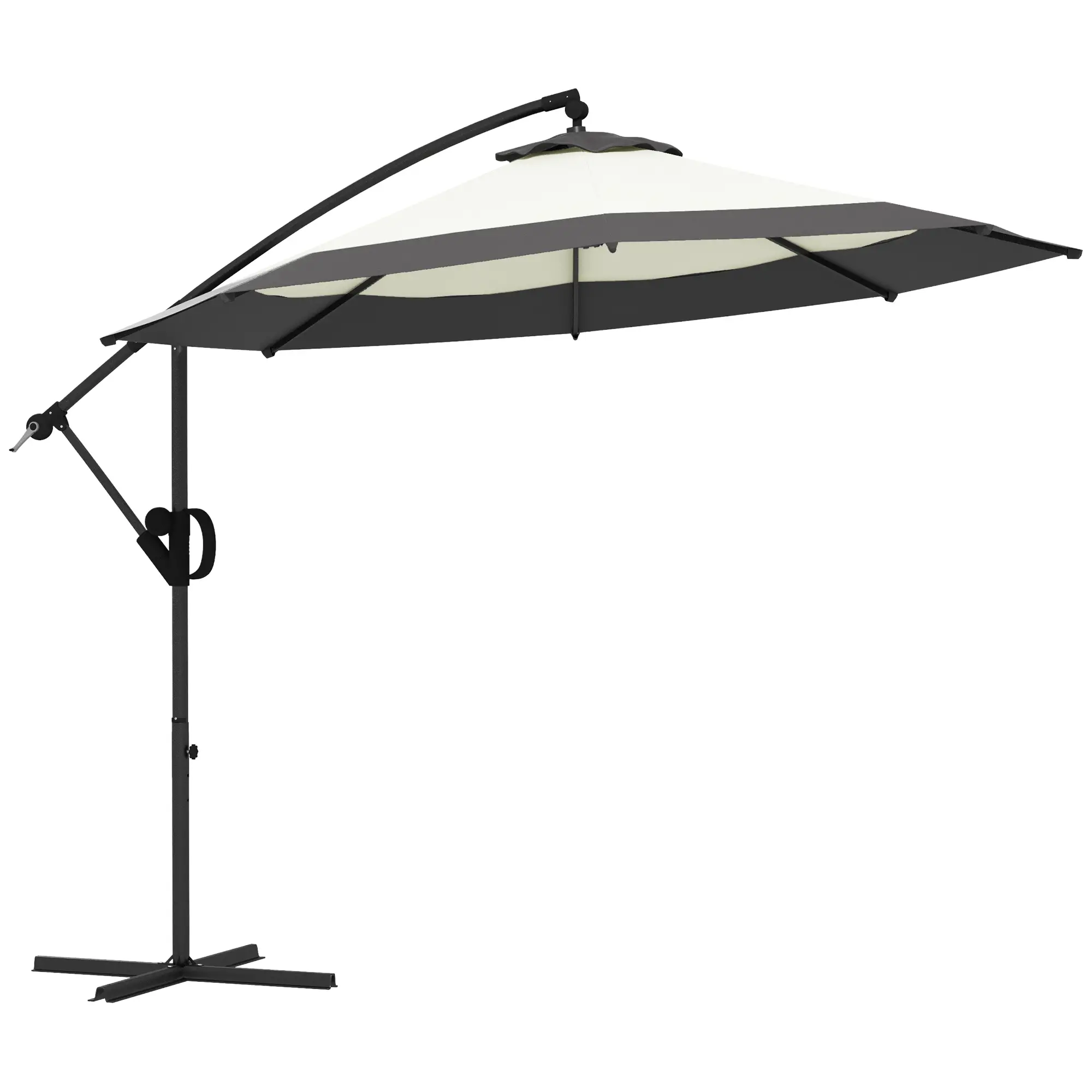 10 FT Cantilever Umbrella, Round Hanging Offset with Crank, Tilt, Grey - Image 11