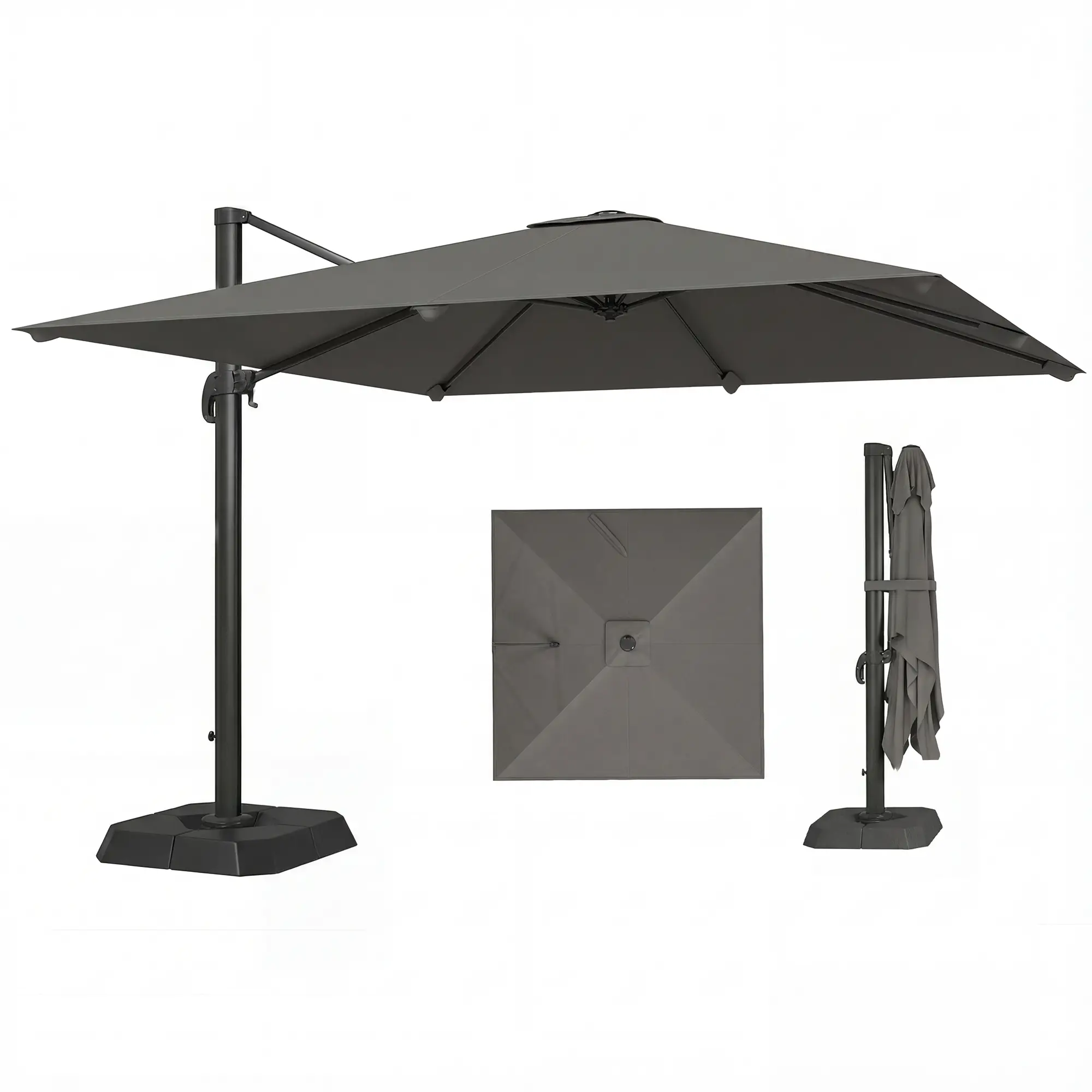 10 FT Outdoor Offset Cantilever Umbrella, Crank Handle, Tilt, 360° Rotation