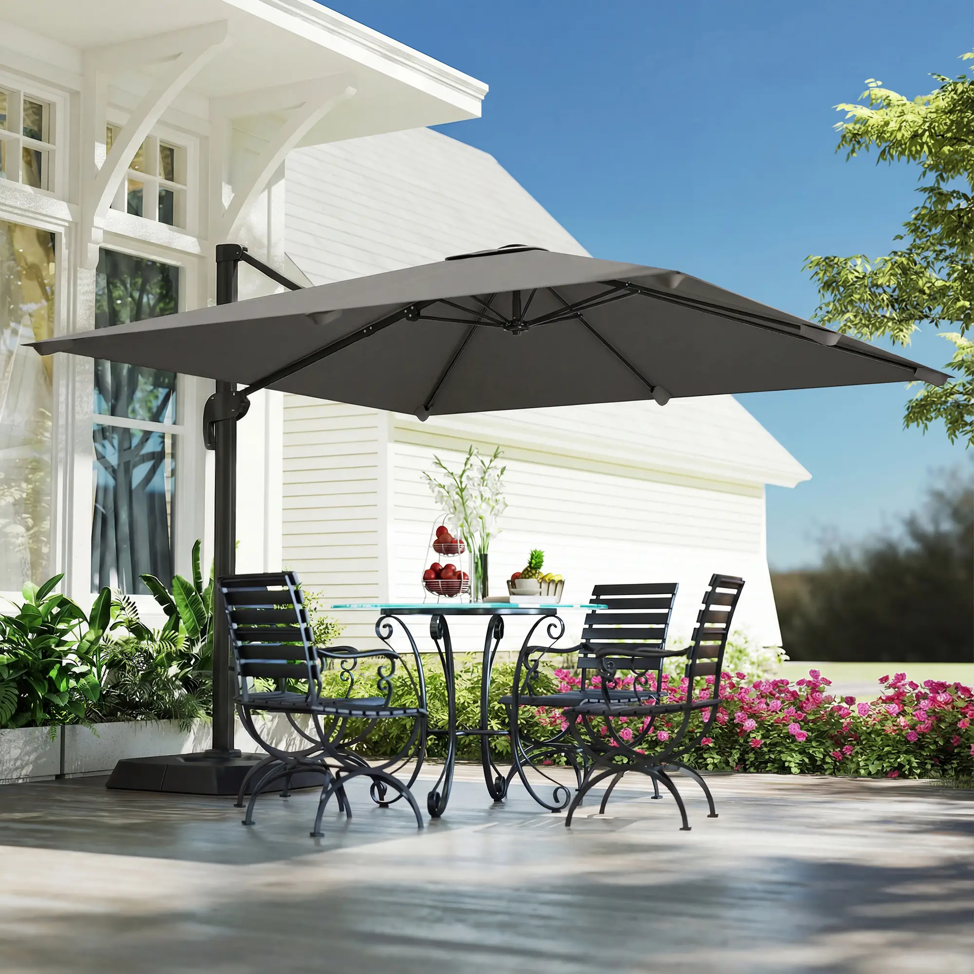 10 FT Outdoor Offset Cantilever Umbrella, Crank Handle, Tilt, 360° Rotation - Image 2