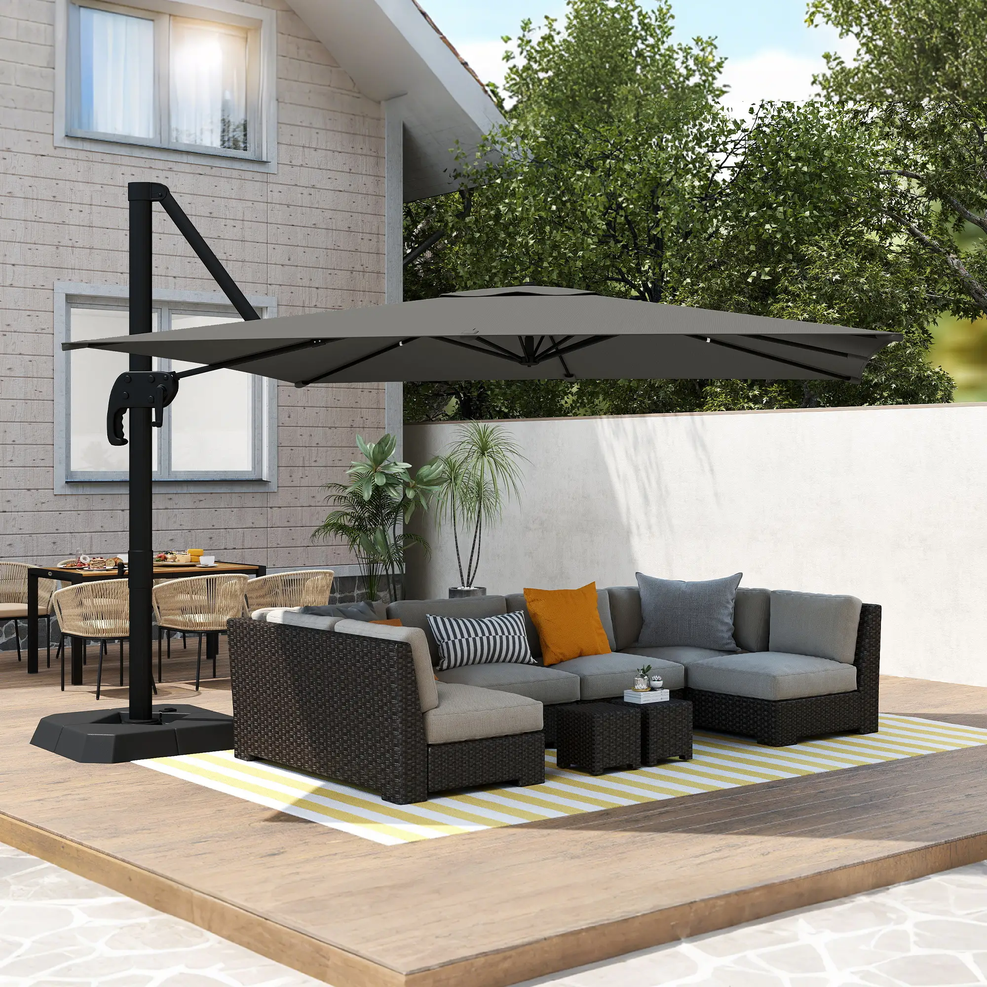 10 FT Outdoor Offset Cantilever Umbrella, Crank Handle, Tilt, 360° Rotation - Image 8