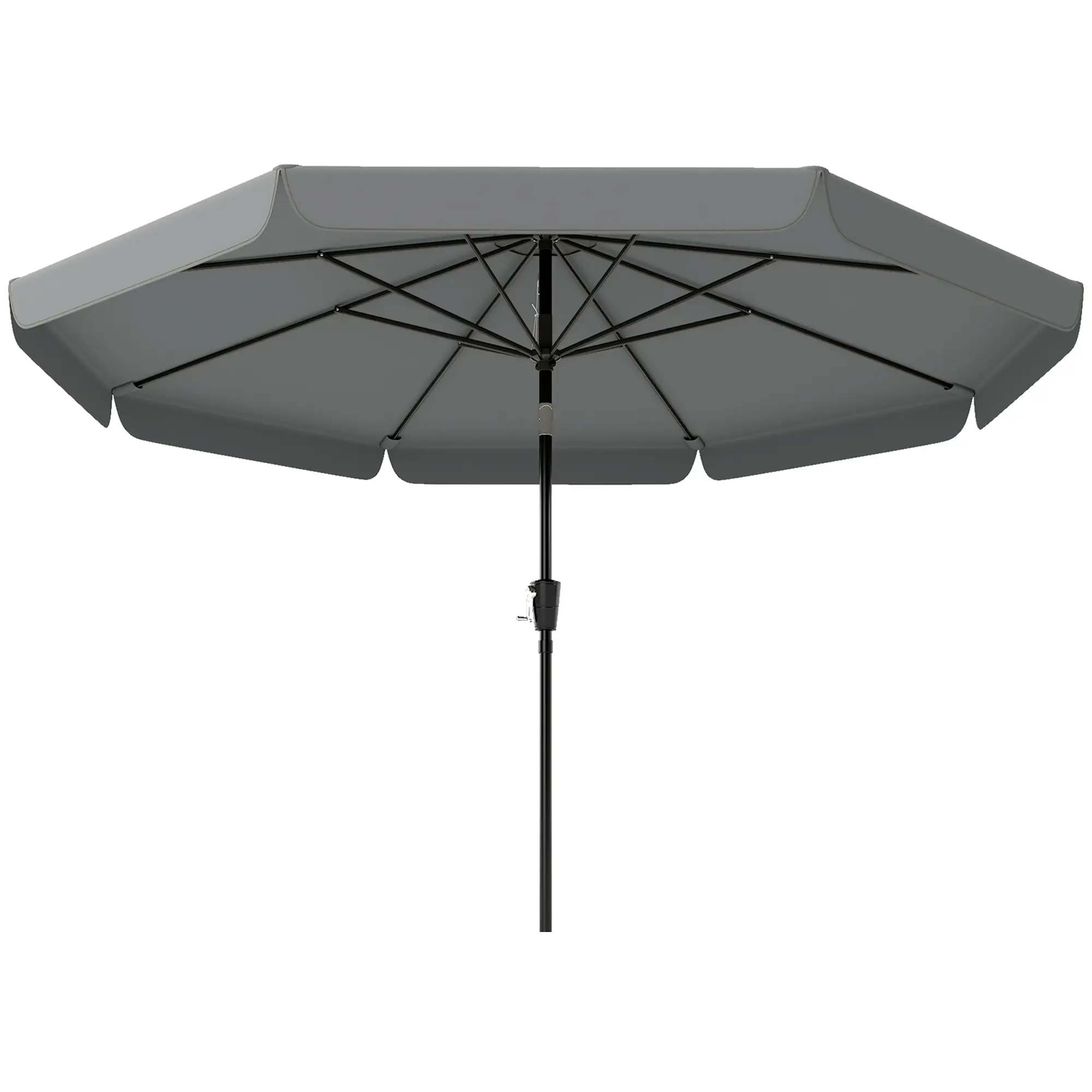 10 ft Outdoor Patio Umbrella, Push Button Tilt, Crank, Dark Grey