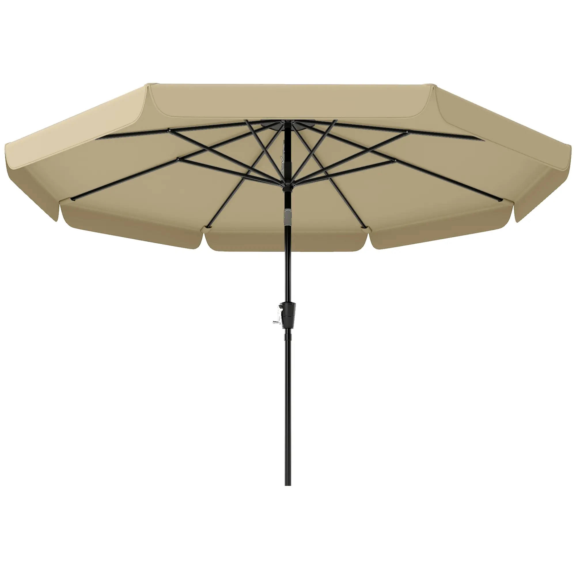 10 ft Outdoor Patio Umbrella, Push Button Tilt Crank, Khaki