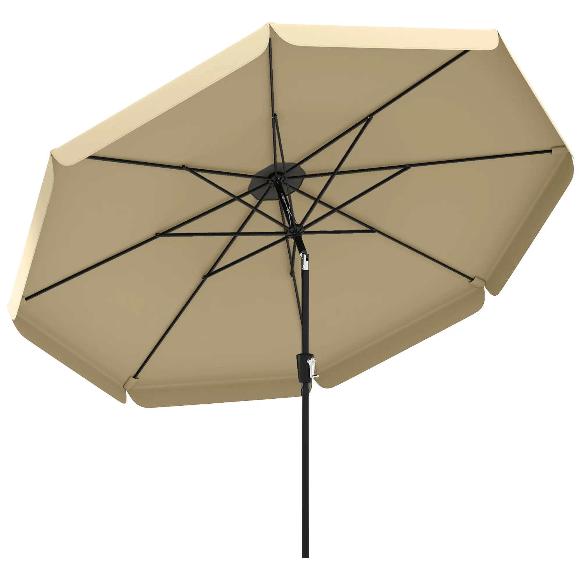 10 ft Outdoor Patio Umbrella, Push Button Tilt Crank, Khaki - Image 11