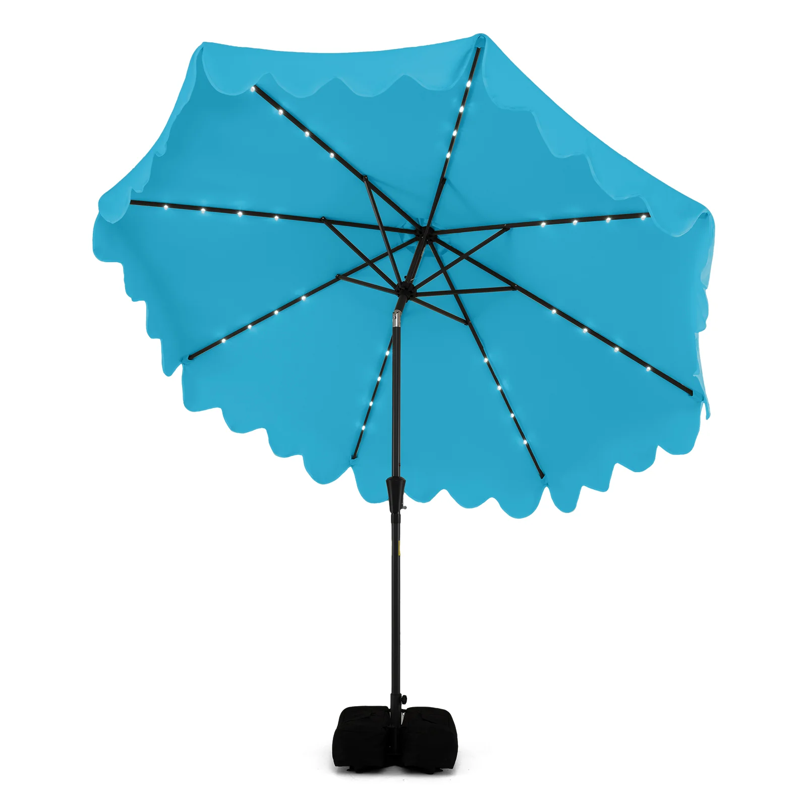 10 Ft Outdoor Patio Umbrella, Solar LED Lights, Weighted Base, Turquoise - Image 2