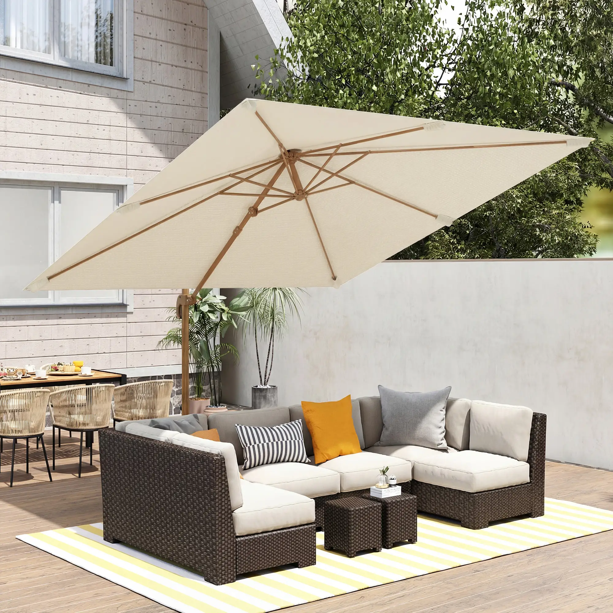 10 FT Patio Cantilever Umbrella, 360° Rotation, Crank And Tilt - Image 8