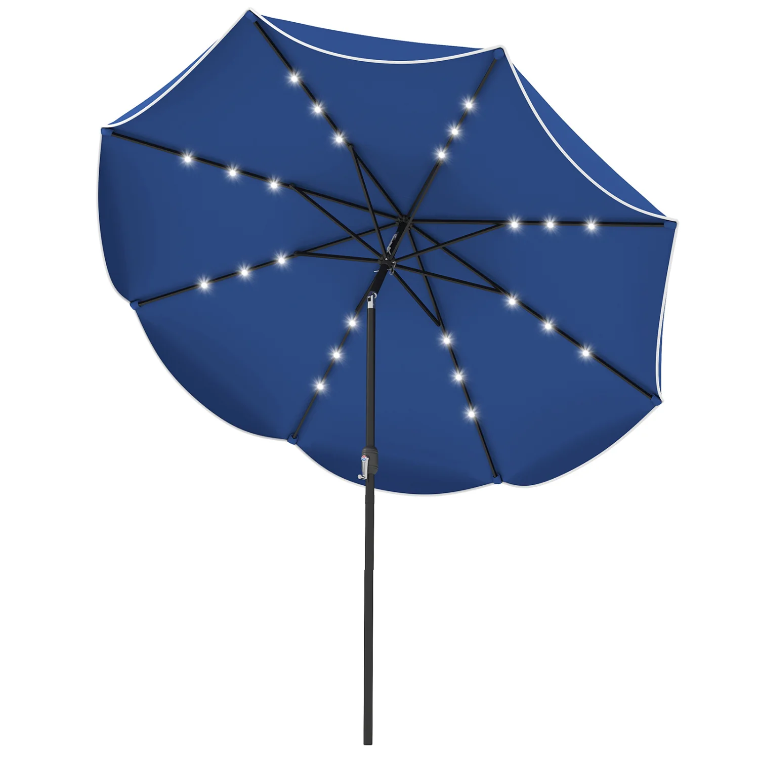 10 FT Scalloped Solar Patio Umbrella With 24 LED Lights, Navy - Image 4